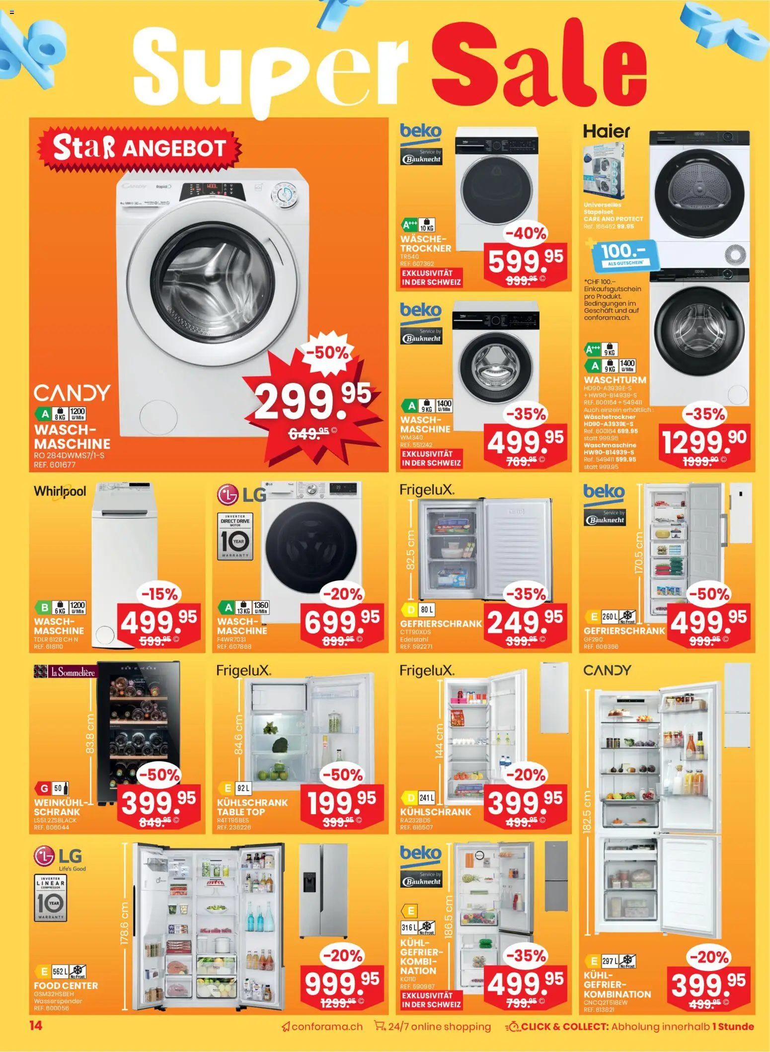 Conforama Aktionen – gültig ab 10.12.2025 | Seite: 14 | Produkte: Schrank, Top, Waschmaschine, Trockner