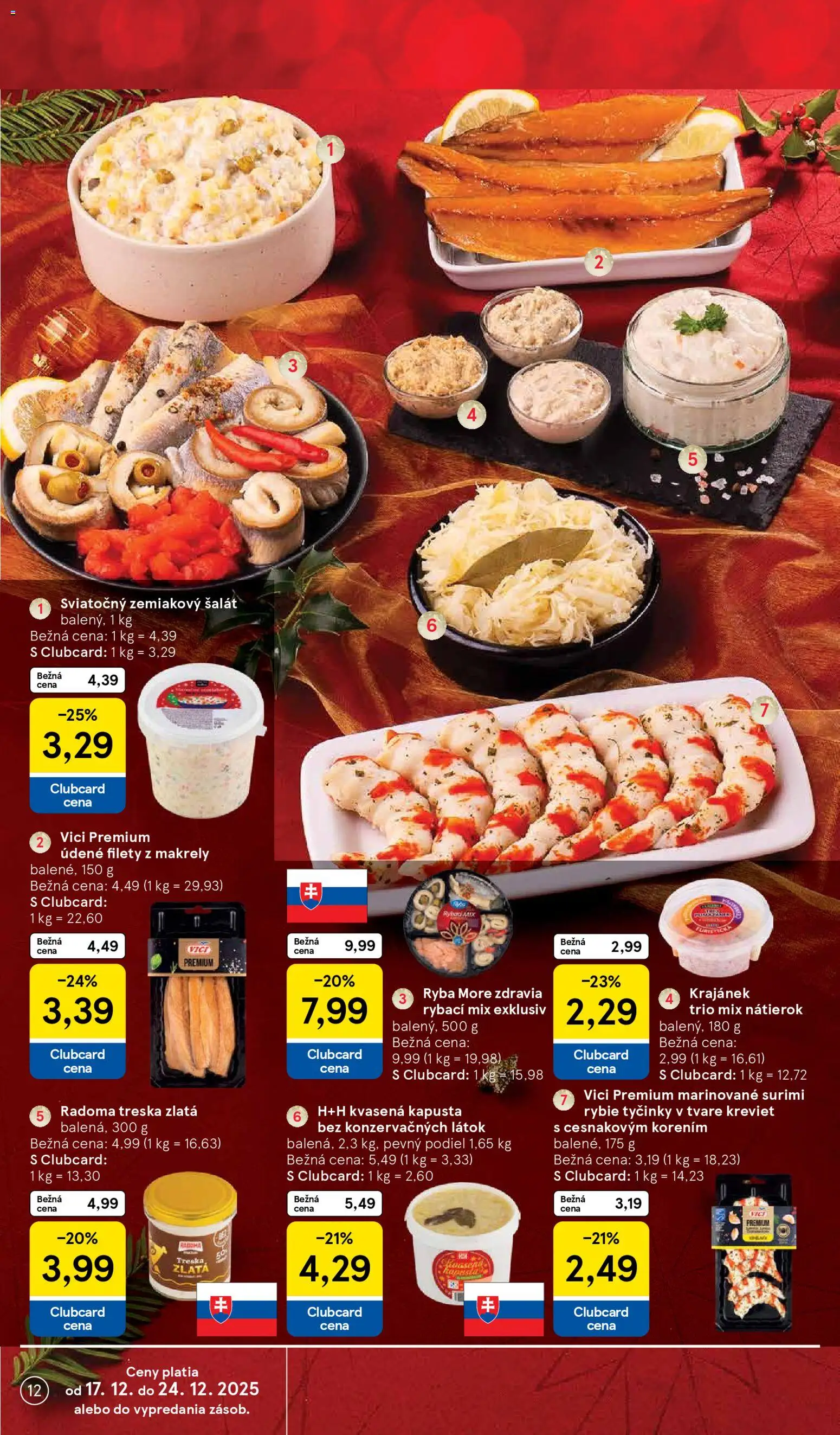 Nové Tesco akcie – leták je platný od 17.12.2025 | Strana: 12 | Produkty: Kapusta, Ryba, Šalát, Treska