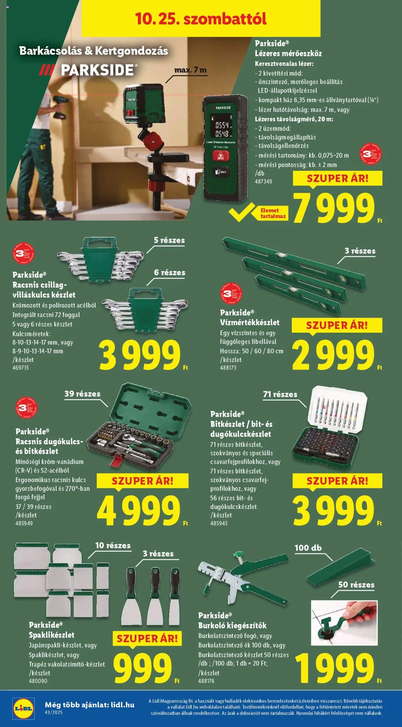 Lidl akciós ujság - amely érvényes a következő dátumtól: 22.10.2025 | Oldal: 40 | Termékek: Parkside