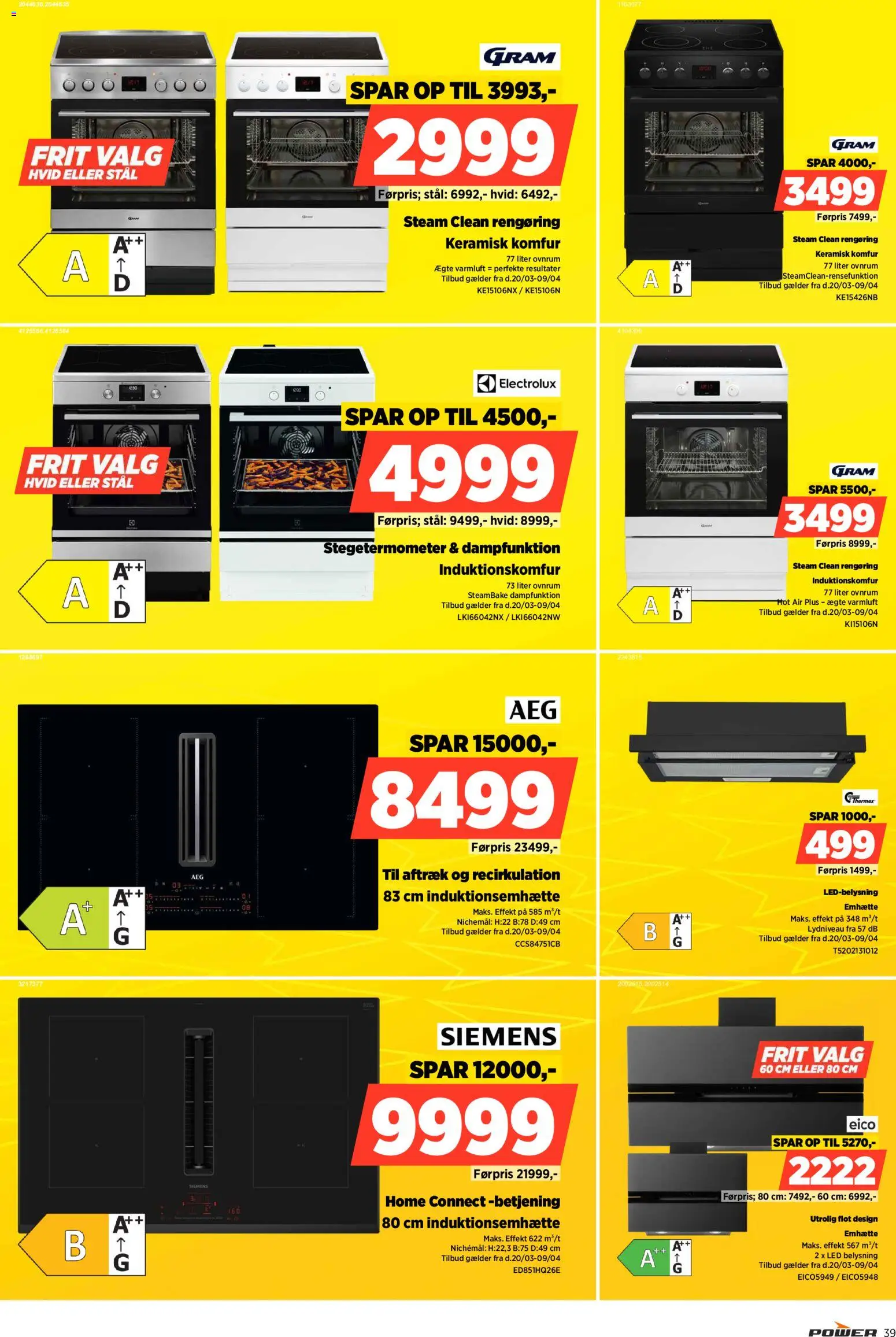 Power tilbudsavis – gyldig fra 20.03.2026 | Side: 39 | Produkter: Komfur