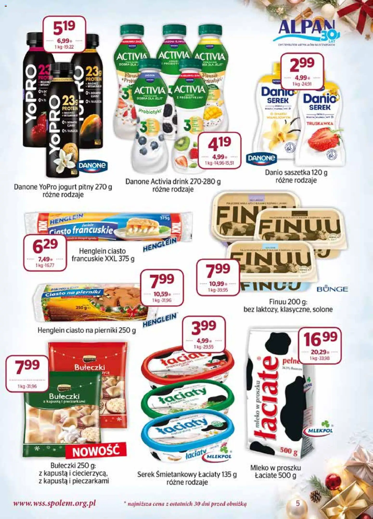 Społem Gazetka od 01.12.2025 | Strona: 5 | Produkty: Serek, Ciasto, Ciasto na pierniki, Jogurt