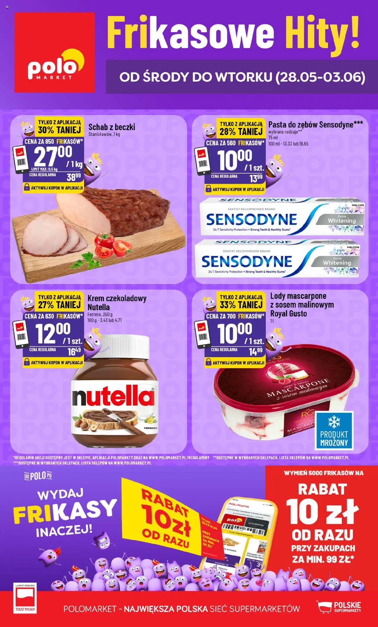POLOmarket Gazetka - Frikasowe hity od 28.05.2025 | Strona: 1 | Produkty: Krem czekoladowy, Chrupki, Krowka, Lody