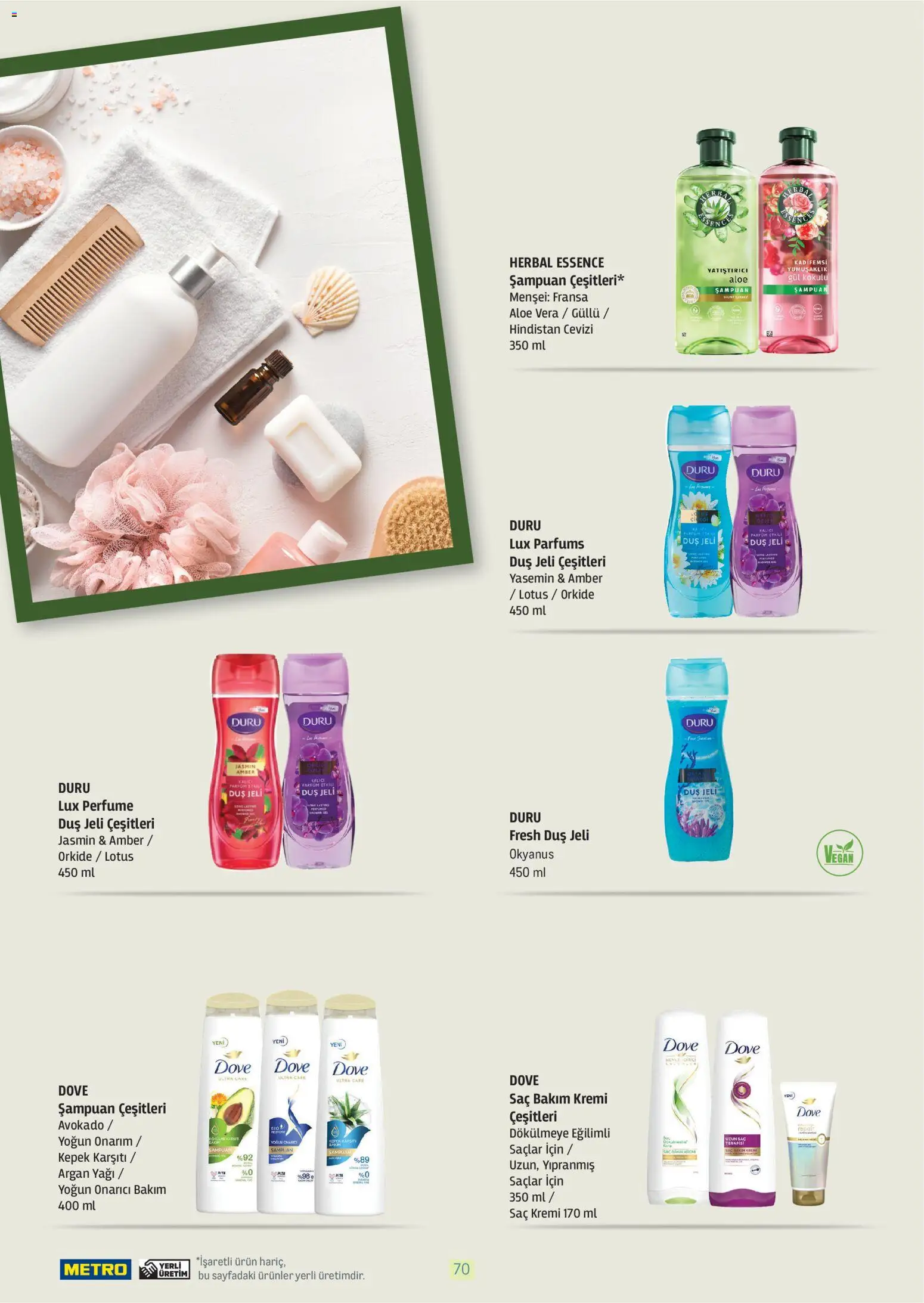 Metro - Bitki Bazlı ve Vegan 2025 - 21.10.2025 tarihinden itibaren geçerlidir | Sayfa: 70 | Ürünler: Duş, Gül, Hindistan Cevizi, Yasemin