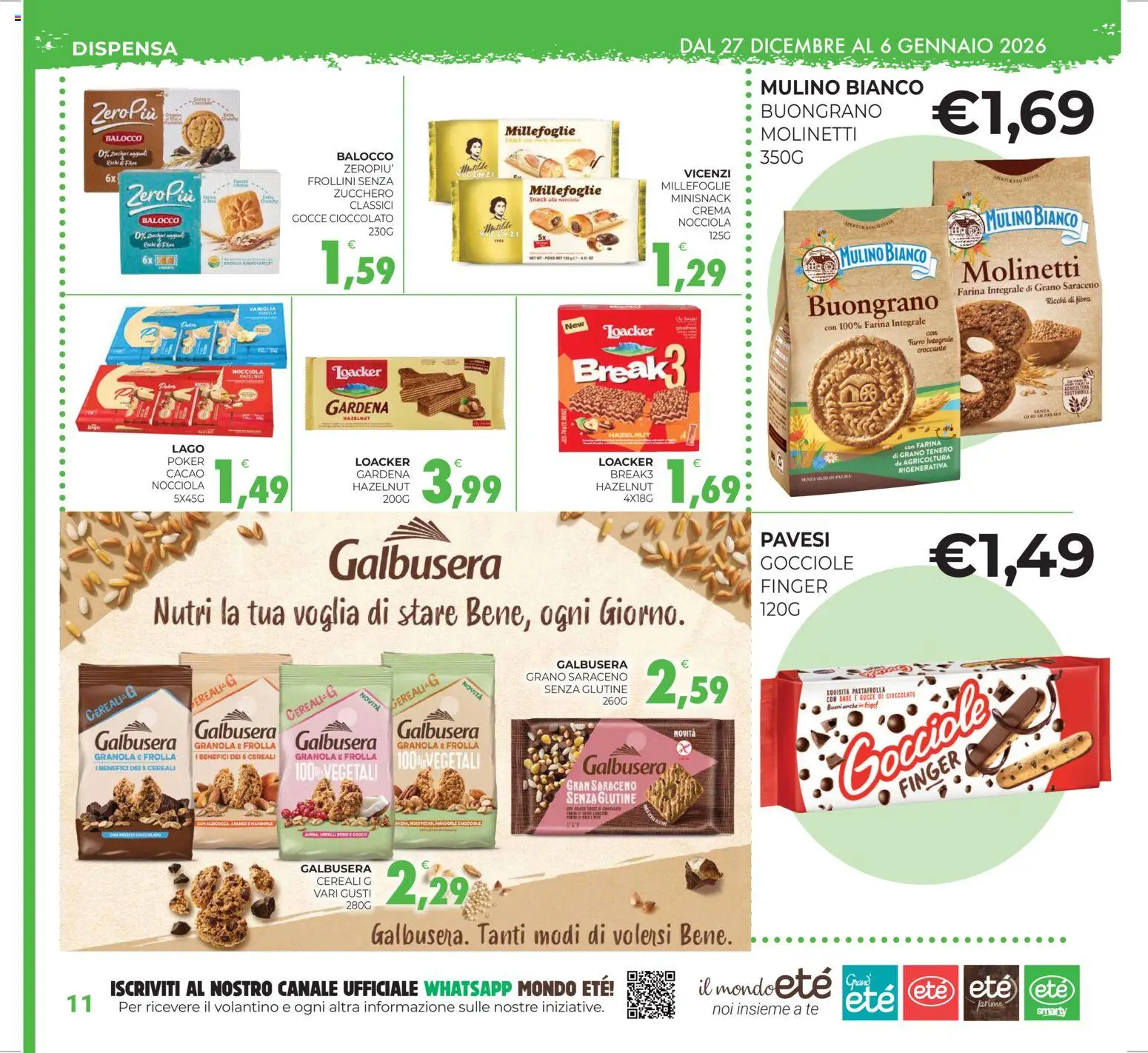 Volantino Eté del 27.12.2025 | Pagina: 11 | Prodotti: Crema, Tè, Zucchero, Farina