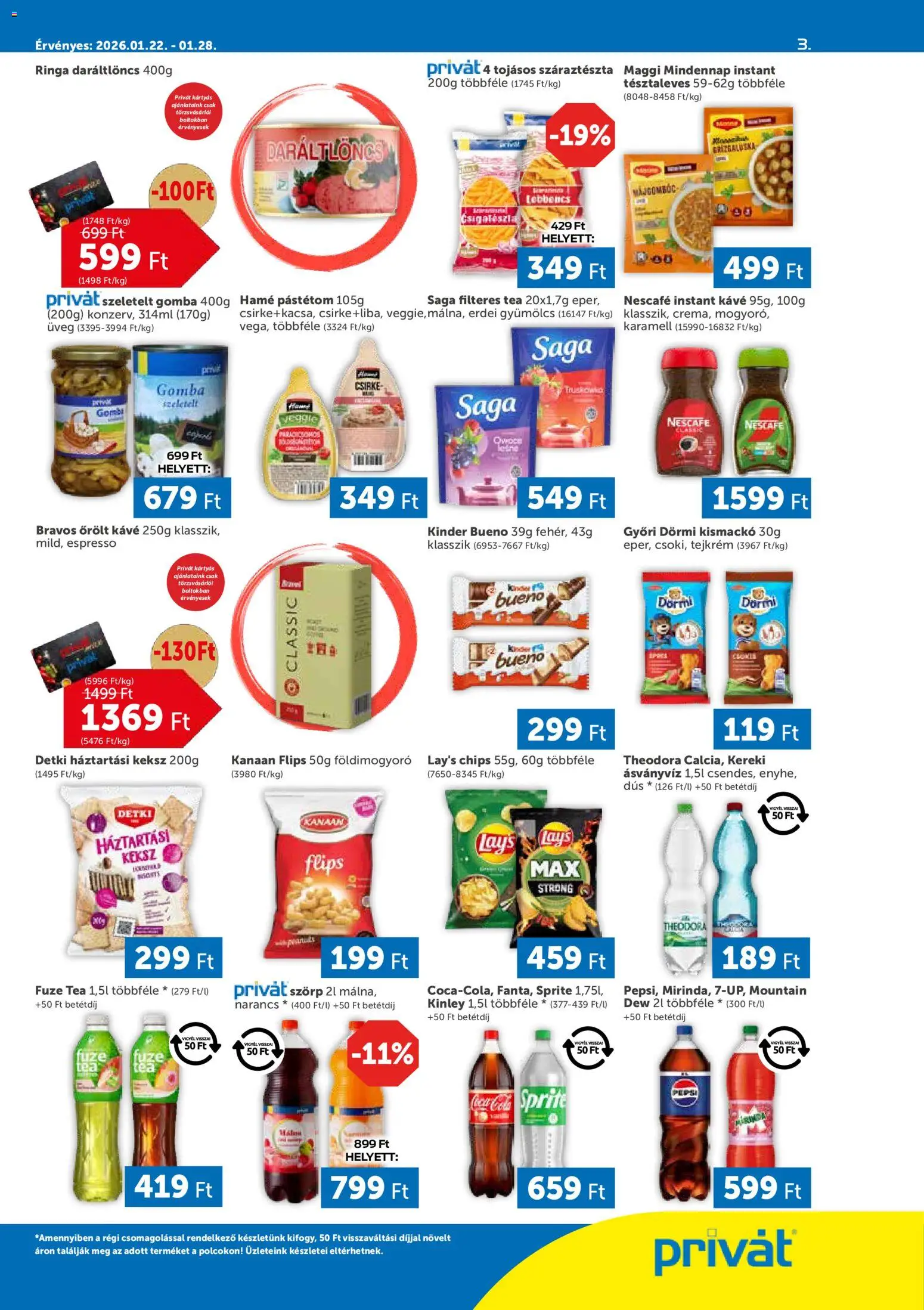 PRIVÁT akciós ujság - amely érvényes a következő dátumtól: 22.01.2026 | Oldal: 3 | Termékek: Háztartási keksz, Gyümölcs, Ásványvíz, Pástétom