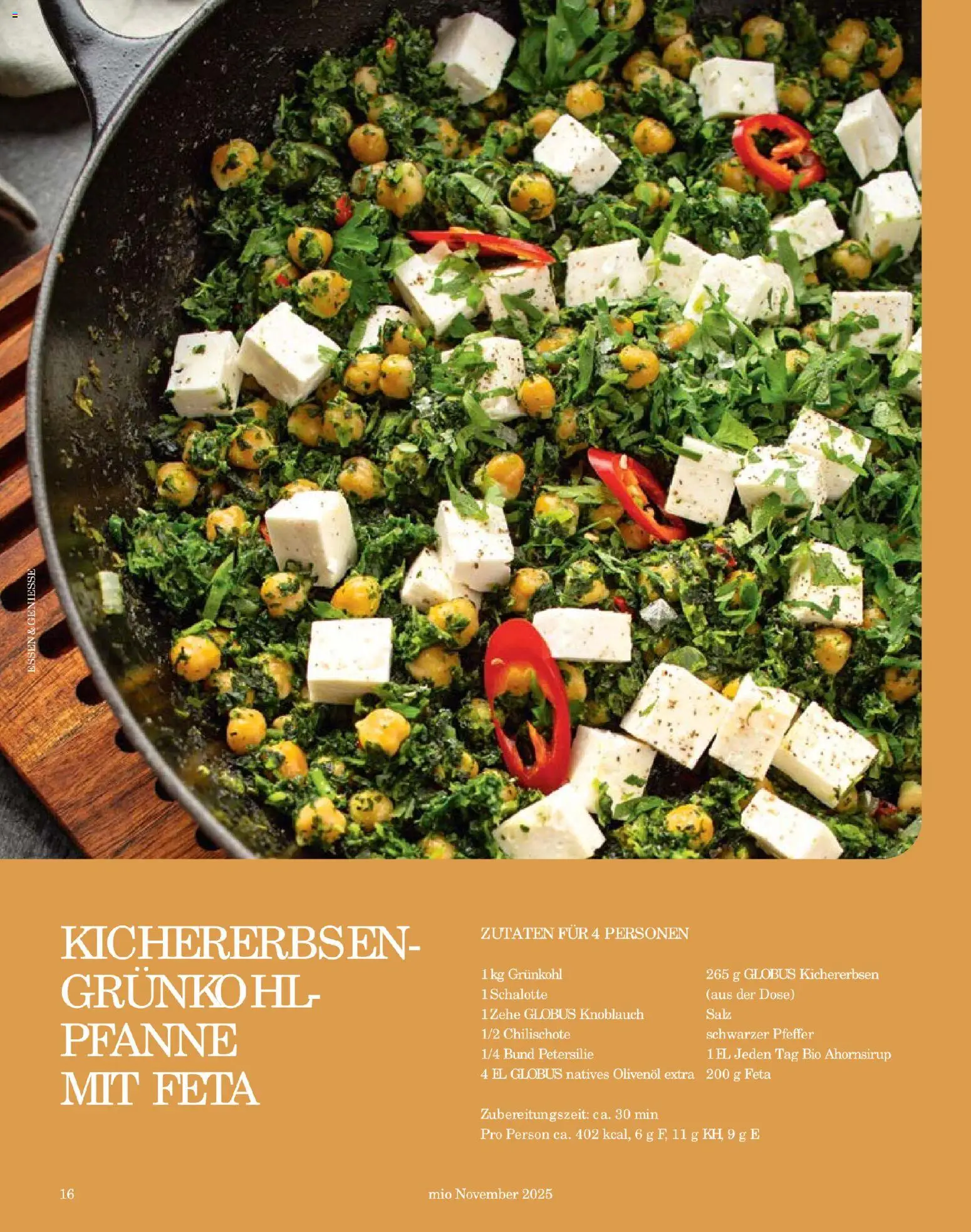 Globus Mio Magazin – gültig ab 01.11.2025 | Seite: 16 | Produkte: Feta, Olivenol, Pfeffer, Petersilie