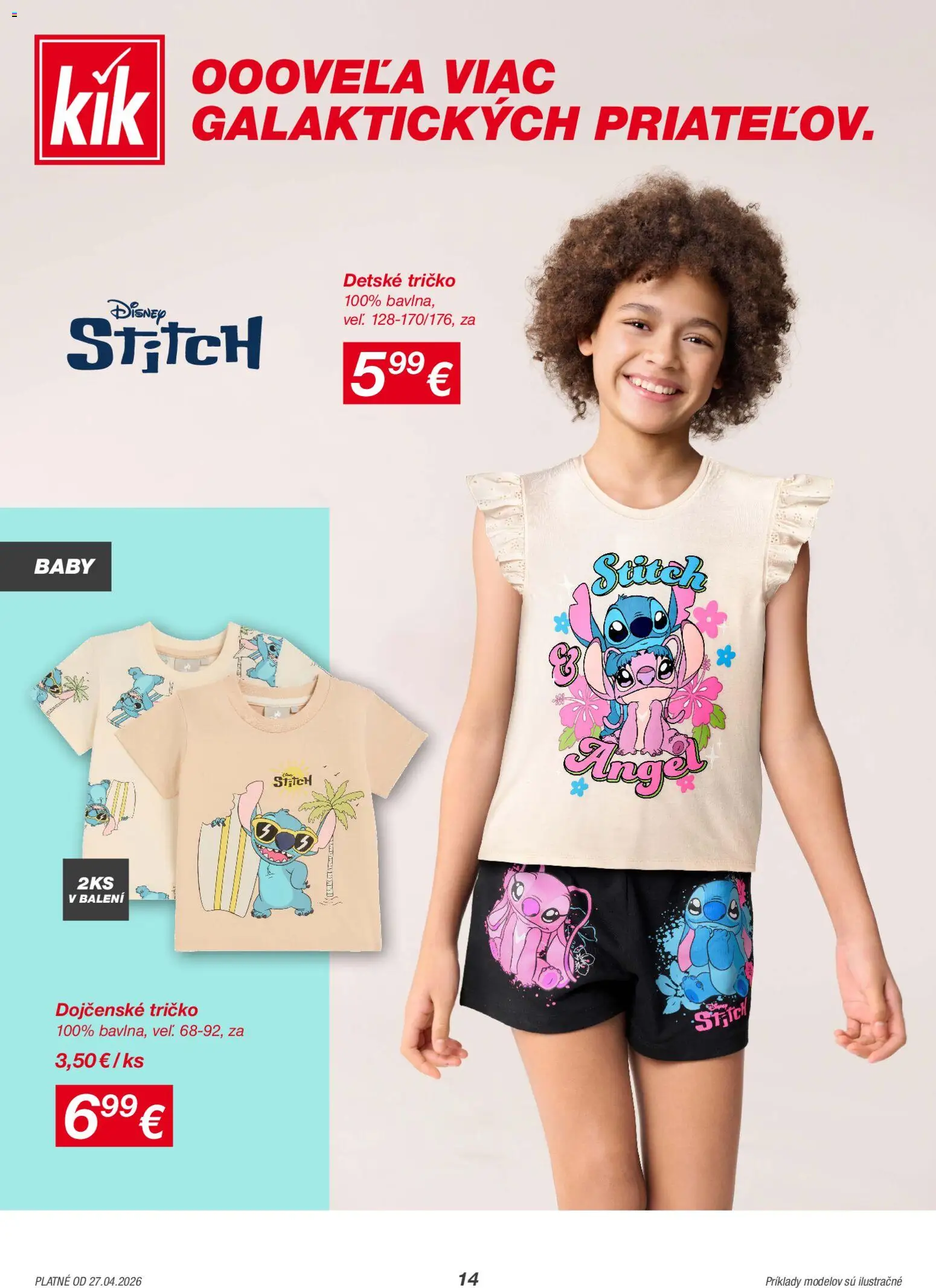 Nové Kik akcie – leták je platný od 27.04.2026 | Strana: 14 | Produkty: Tričko