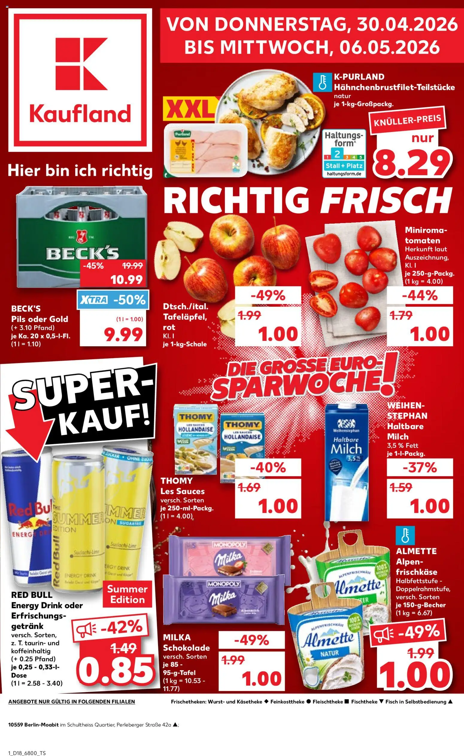 Kaufland Prospekt – gültig ab 30.04.2026 | Seite: 1 | Produkte: Red bull, Milka schokolade, Milka, Wurst