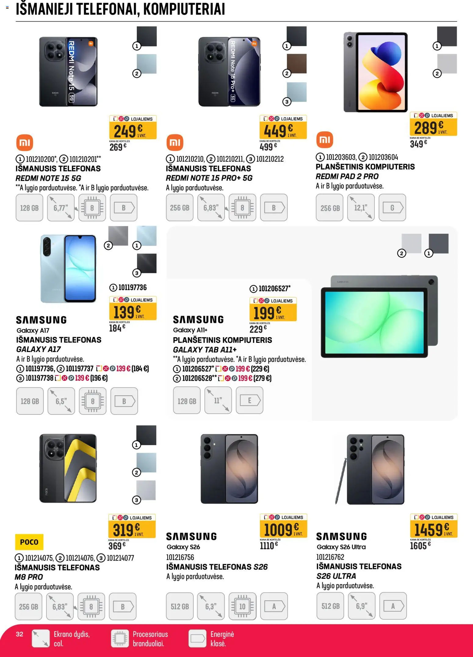 Senukai akcijos nuo 08.04.2026 | Puslapis: 32 | Prekių: Planšetinis kompiuteris, Telefonas, Išmanusis telefonas, Kompiuteris