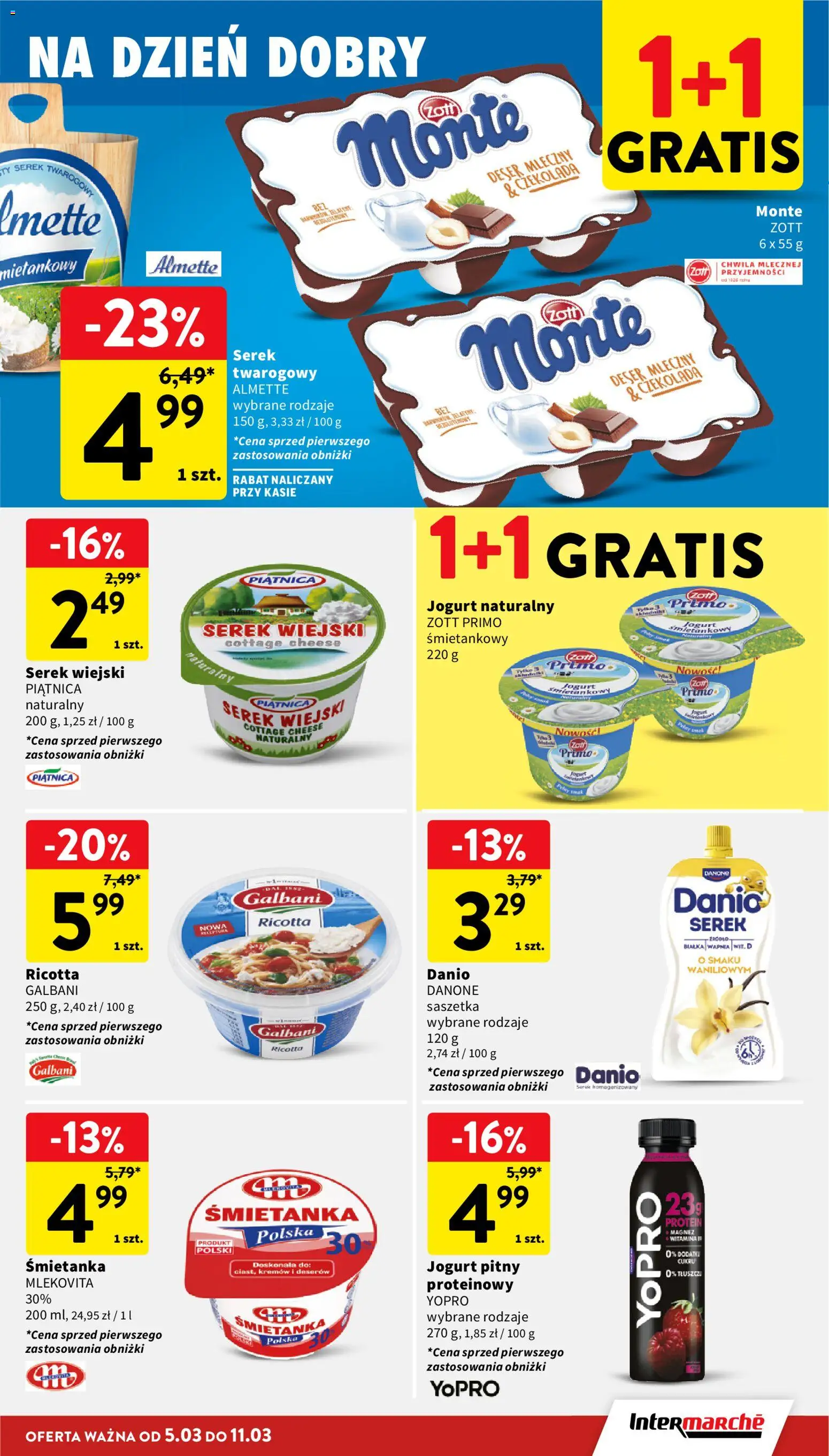 Intermarche gazetka od 05.03.2026 | Strona: 25 | Produkty: Serek, Jogurt pitny, Jogurt naturalny, Ricotta