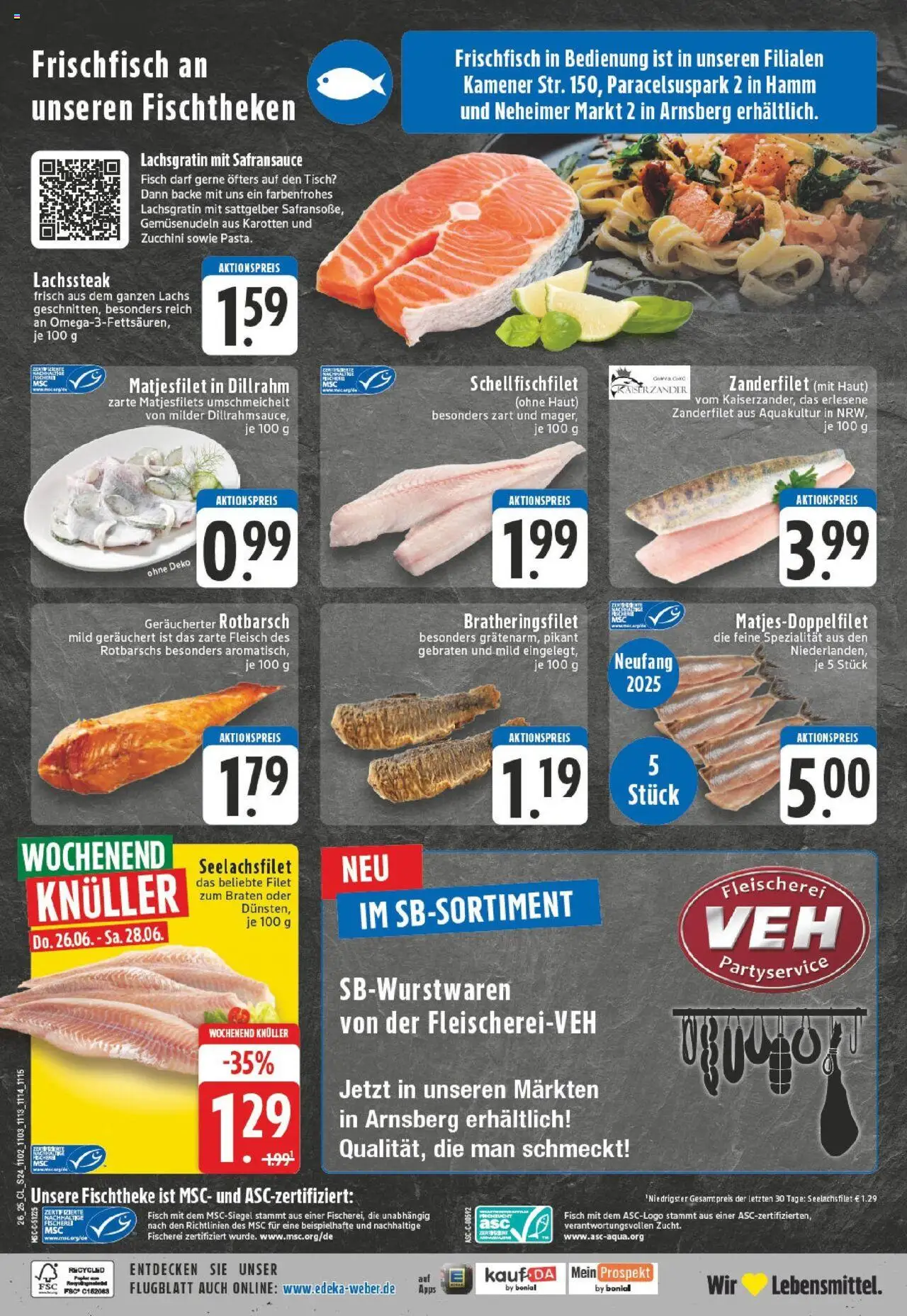 Edeka prospekt Hamm-Pelkum	 - gültig ab dem 22.06.2025 | Seite: 24 | Produkte: Tisch, Fisch, Lachs, Zucchini
