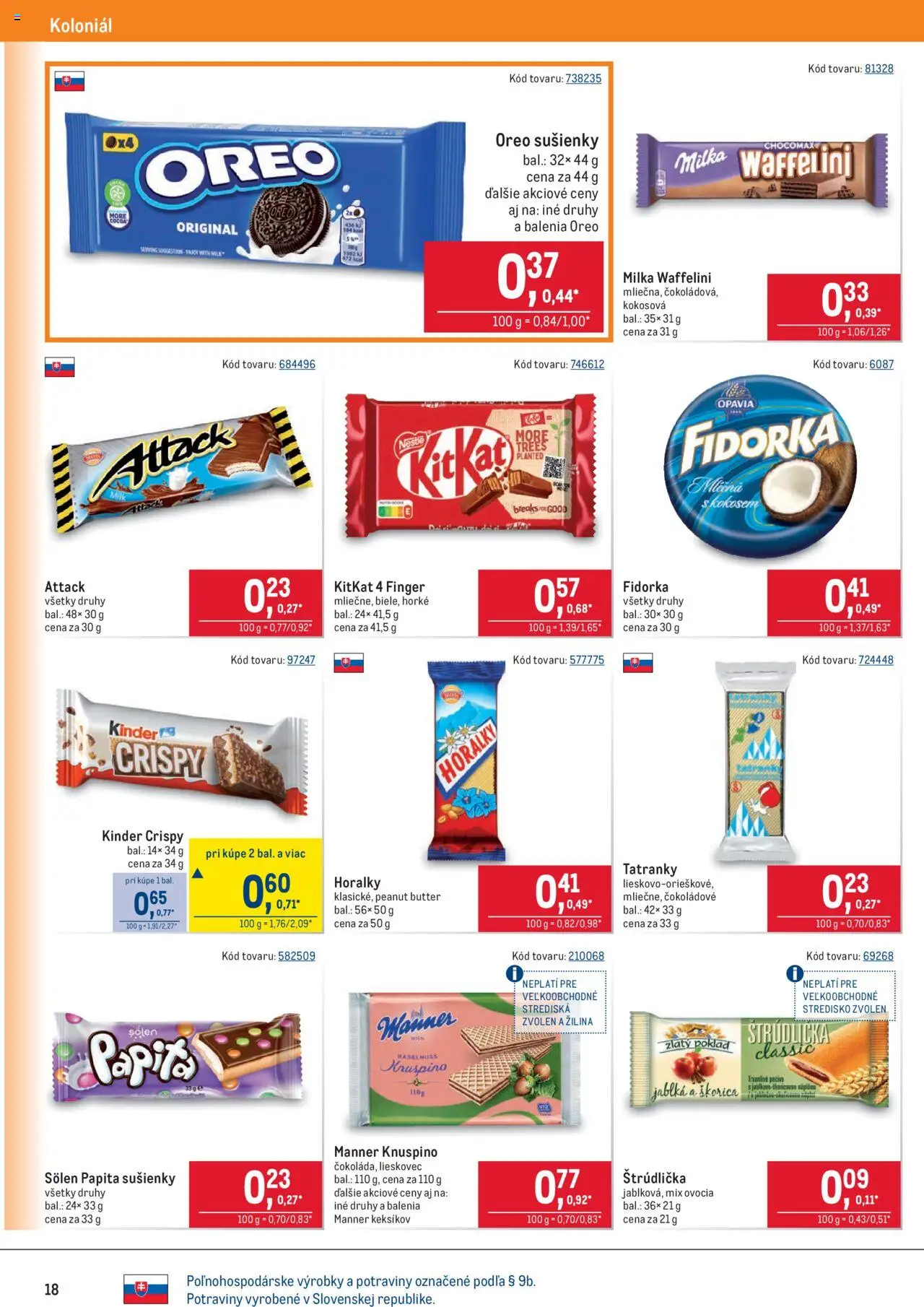 Metro Maloobchod │ platný od 13.08.2025 | Strana: 18 | Produkty: Jablká, Kinder, Milka, Horálky