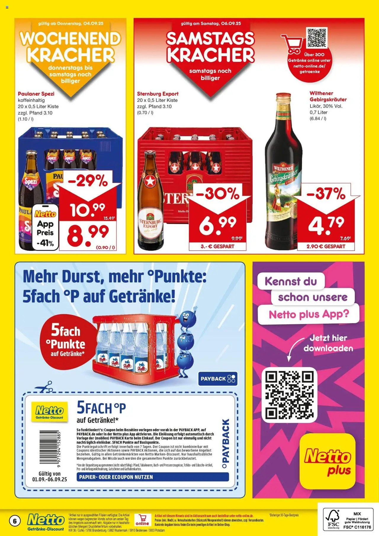 Netto Marken-Discount prospekt Wustermark-Elstal	 – gültig ab 01.09.2025 | Seite: 6 | Produkte: Wilthener, Paulaner spezi, Likör, Paulaner