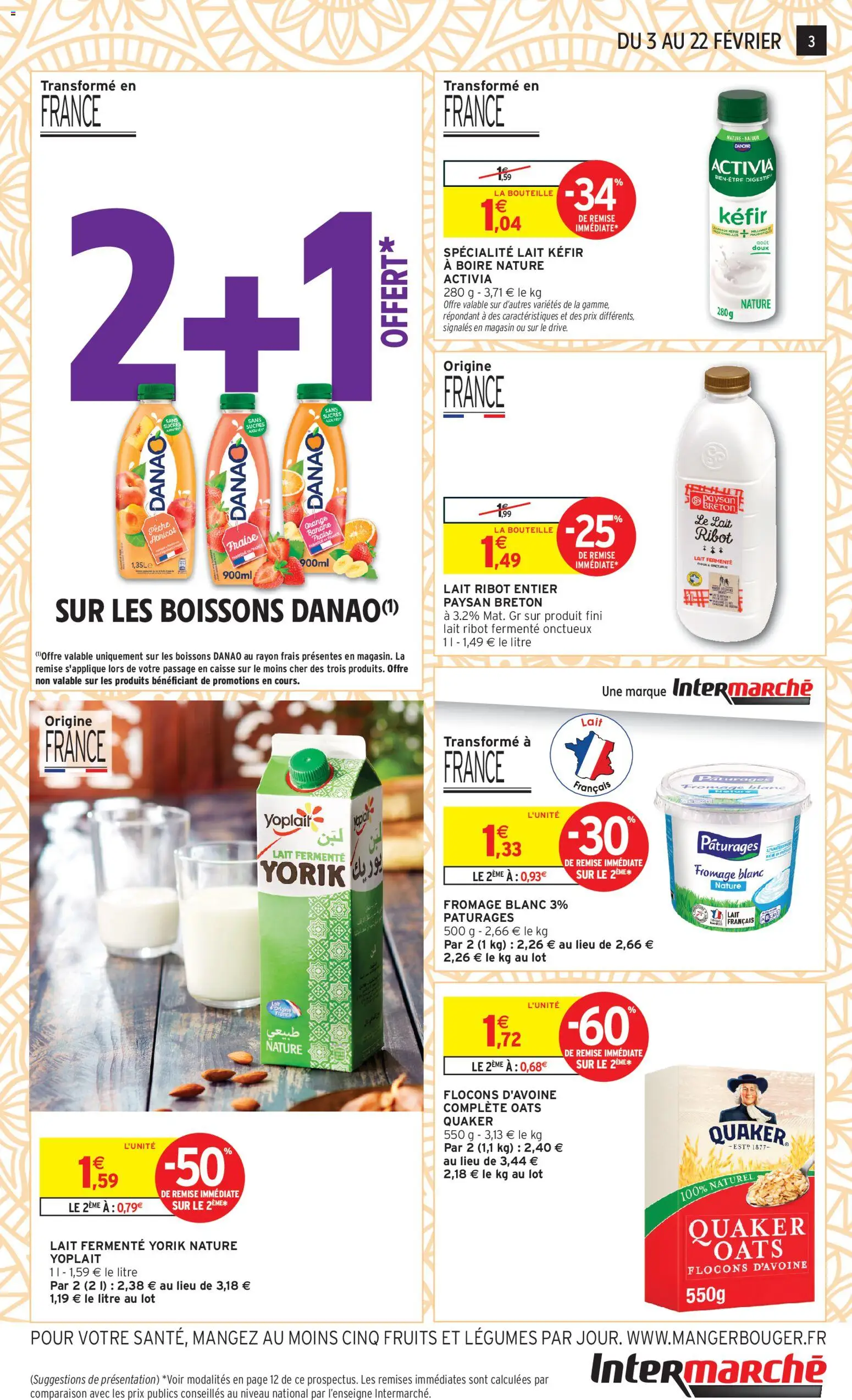 {H1} | Page: 3 | Produits: Flocons, Fraise, Fromage blanc, Fromage