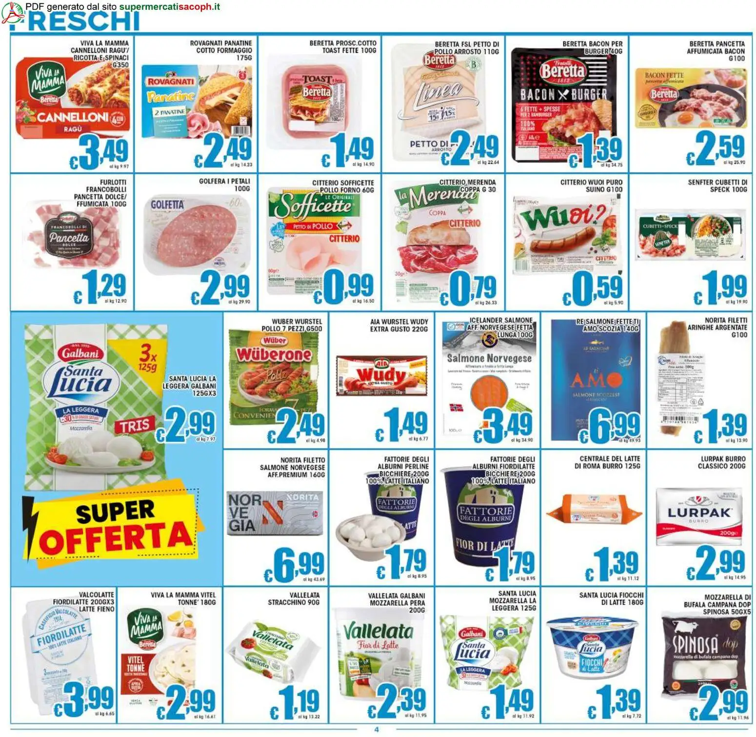 Volantino Sacoph del 25.02.2026 | Pagina: 4 | Prodotti: Petto di Pollo, Salmone, Formaggio, Burro