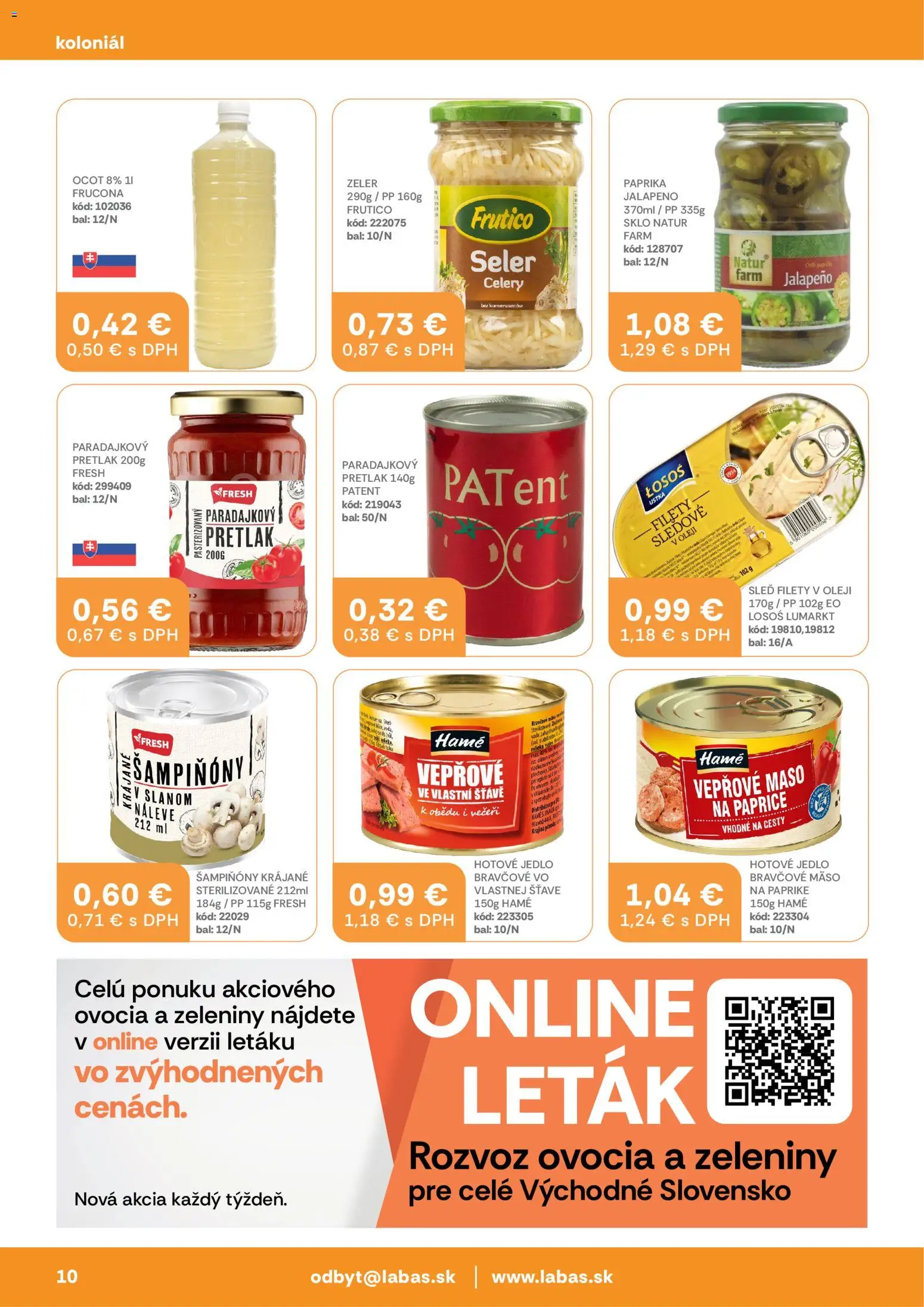 Nové Labaš akcie – leták je platný od 24.04.2026 | Strana: 10 | Produkty: Rajec, Bravčové mäso, Zeler, Ocot