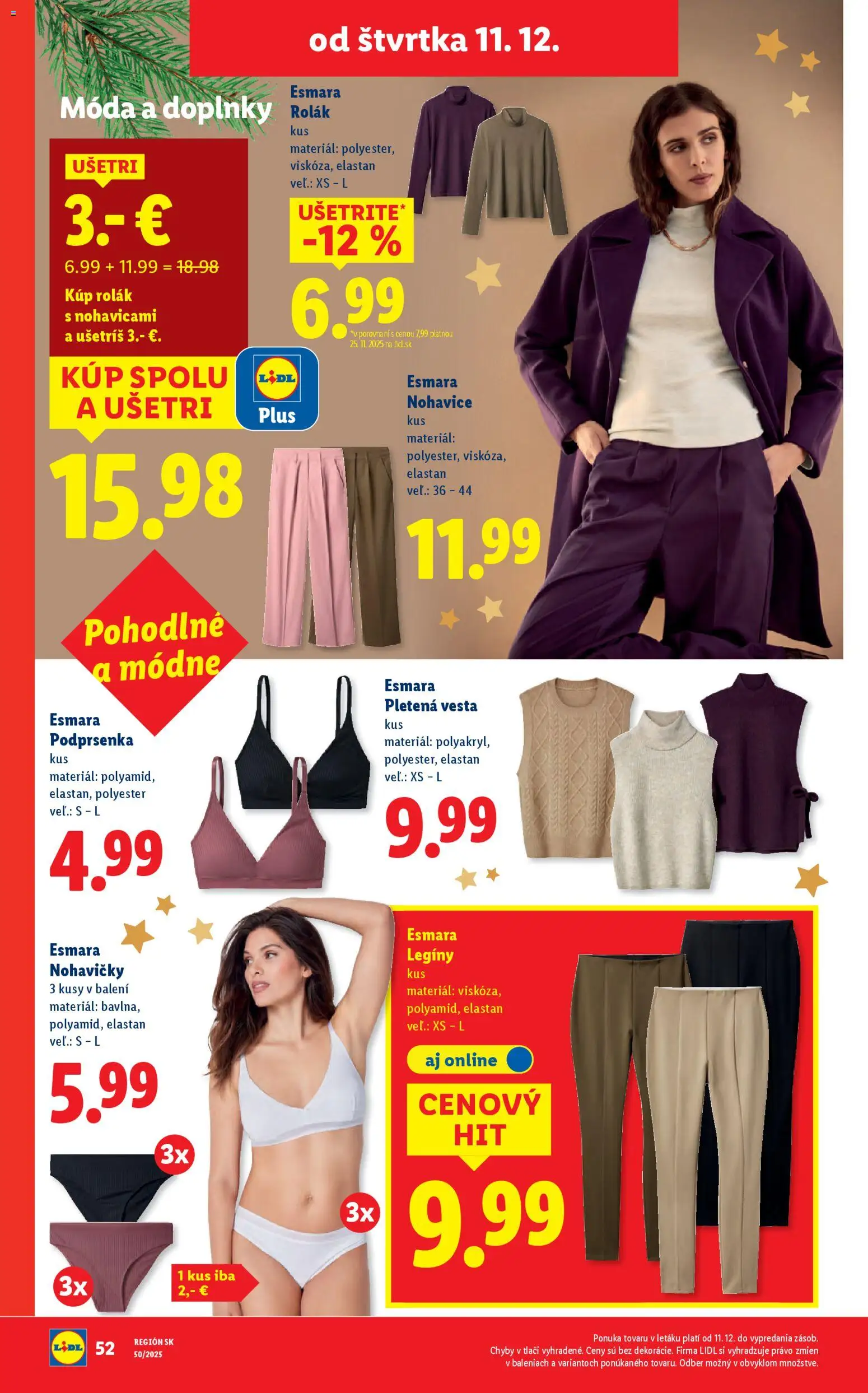 Nové Lidl akcie – leták je platný od 11.12.2025 | Strana: 31 | Produkty: Vesta, Nohavice, Podprsenka, Legíny