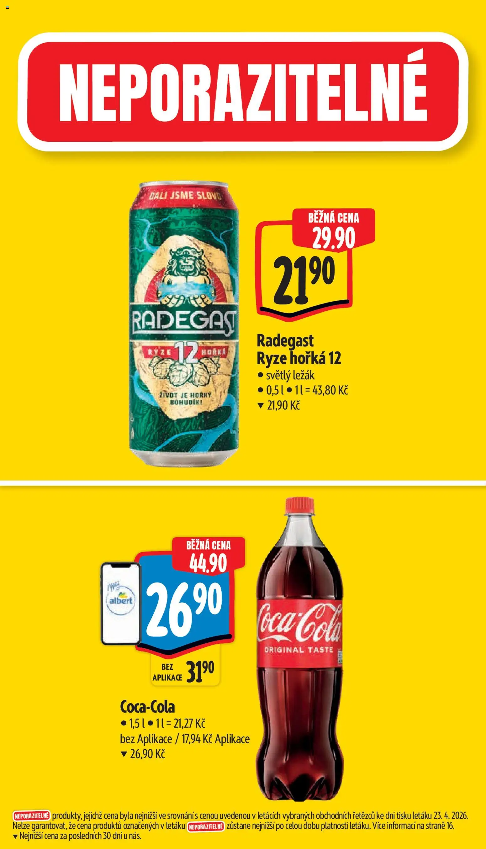 Albert leták - Supermarket od 29.04.2026 | Strana: 4 | Produkty: Radegast Ryze Hořká 12, Rýže, Radegast