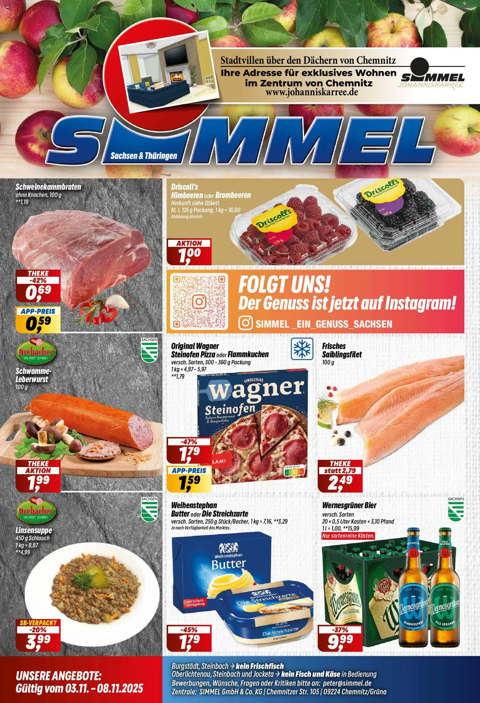 Simmel Prospekt 	 – gültig ab 03.11.2025 | Seite: 1 | Produkte: Himbeeren, Butter, Bier, Pils