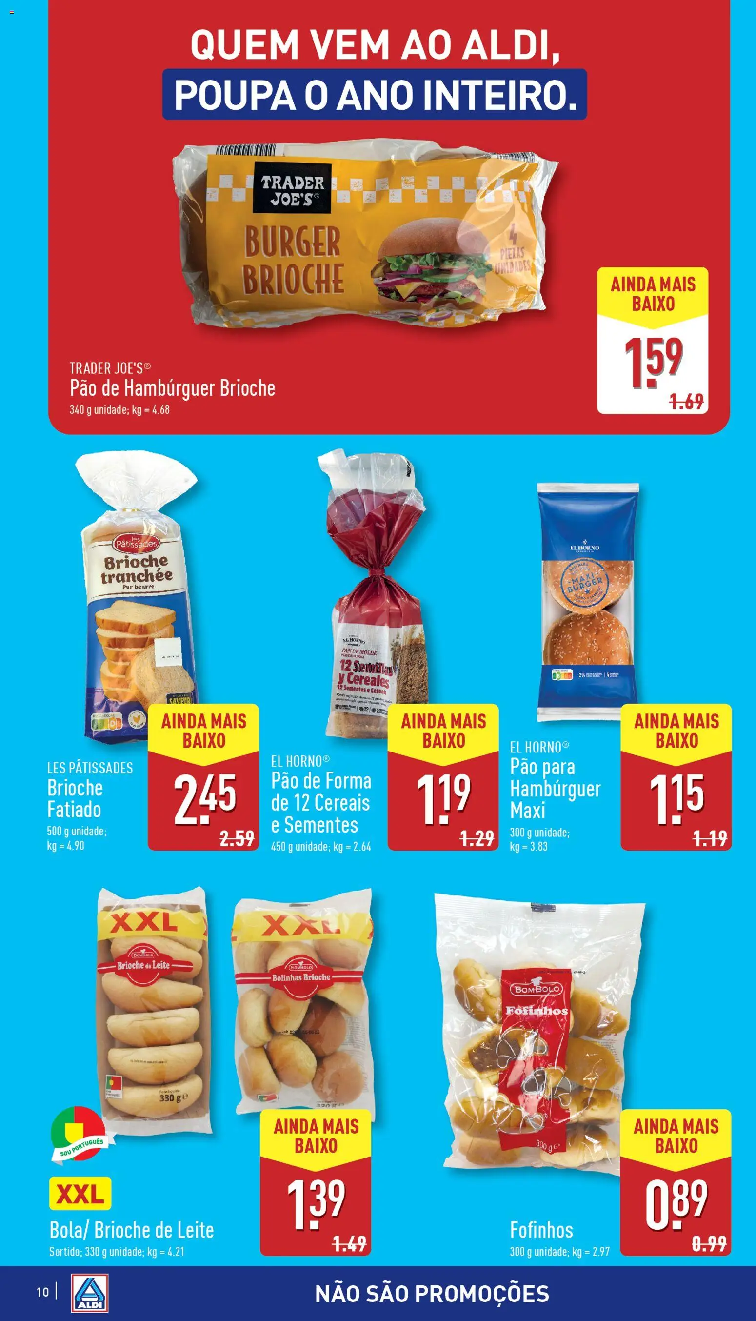 Aldi folheto │ válido de 22.10.2025 | Página: 10 | Produtos: Pó, Hambúrguer, Leite, Pão