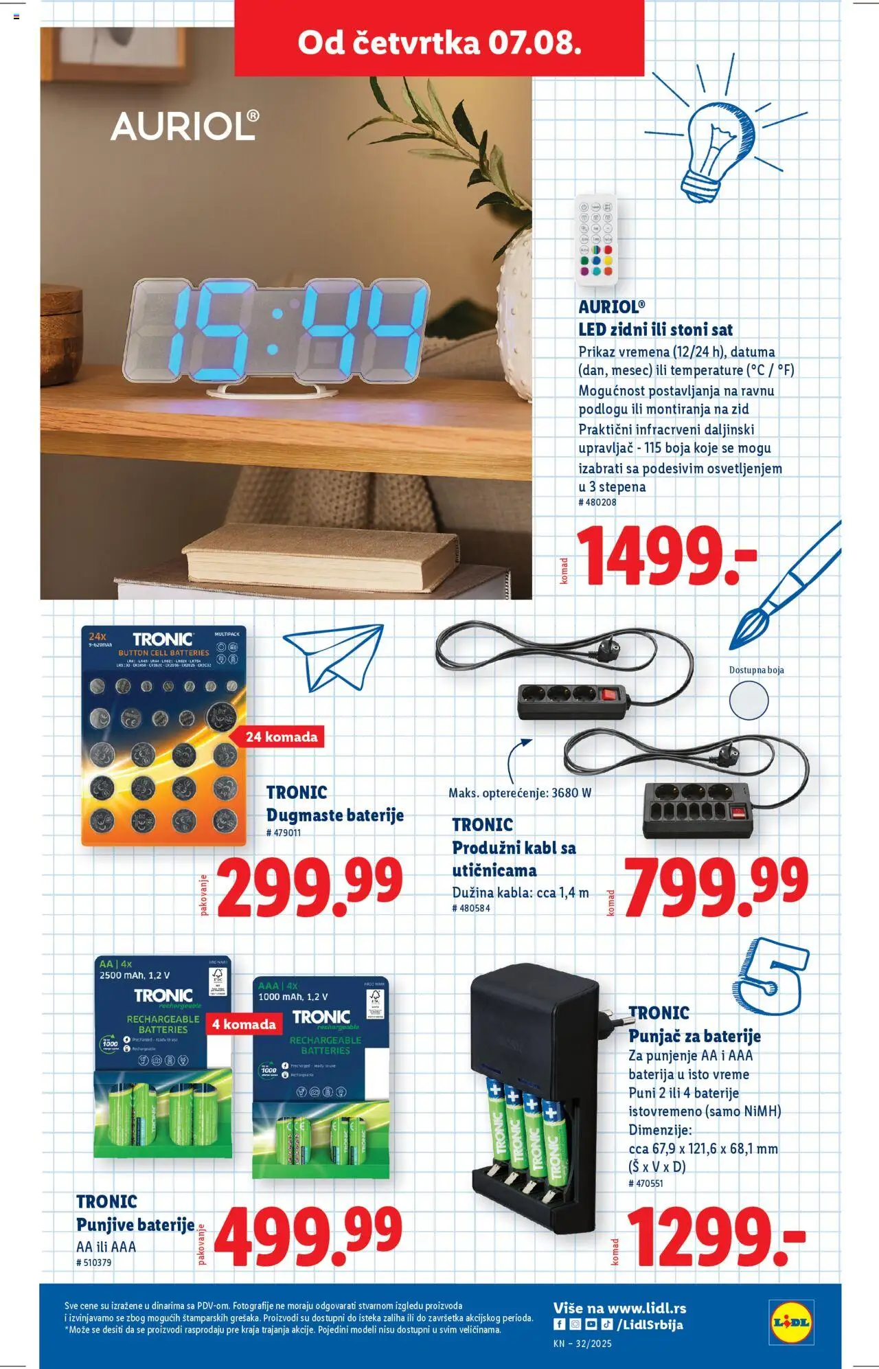 Lidl katalog - važi od 07.08.2025 | Strana: 11 | Proizvode: Baterija, Pakovanje, Produžni kabl, Baterije