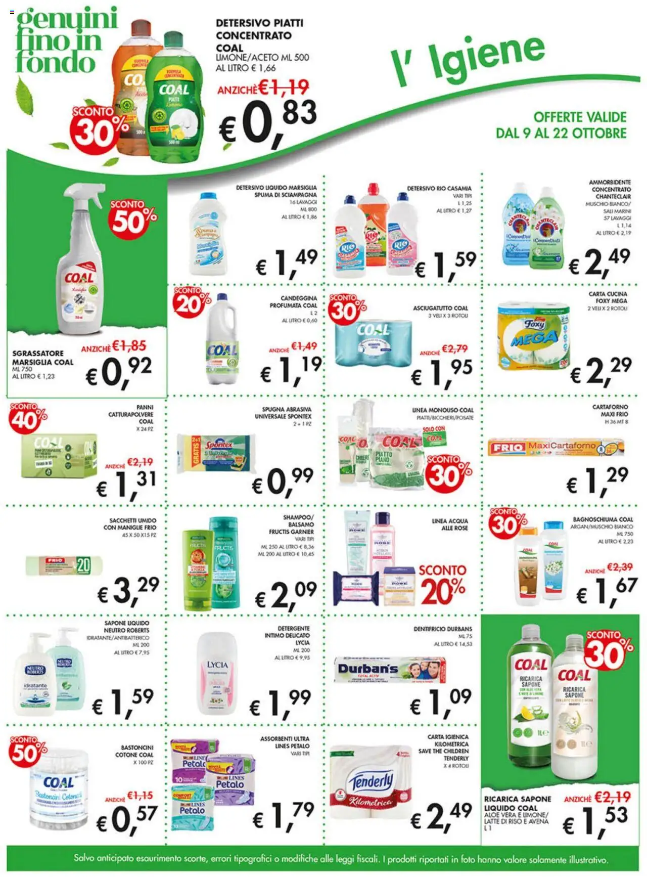 Volantino Coal del 09.10.2025 | Pagina: 13 | Prodotti: Carta igienica, Sapone, Bagnoschiuma, Dentifricio
