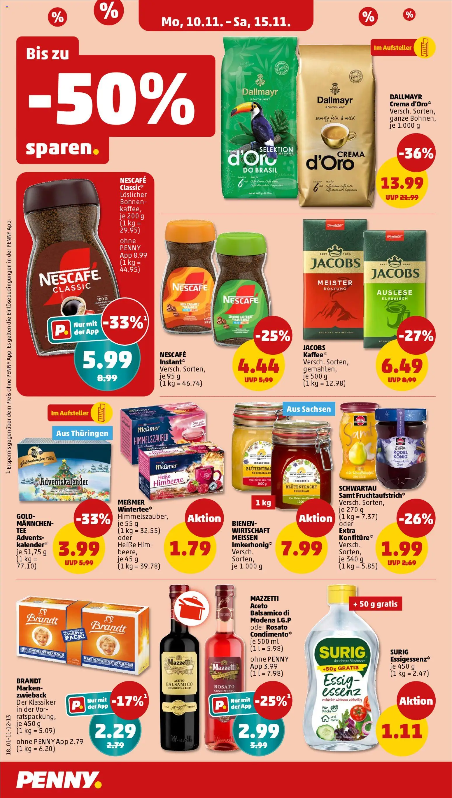 Penny Prospekt 	 – gültig ab 10.11.2025 | Seite: 18 | Produkte: Nescafe, Essig, Messmer, Himbeere