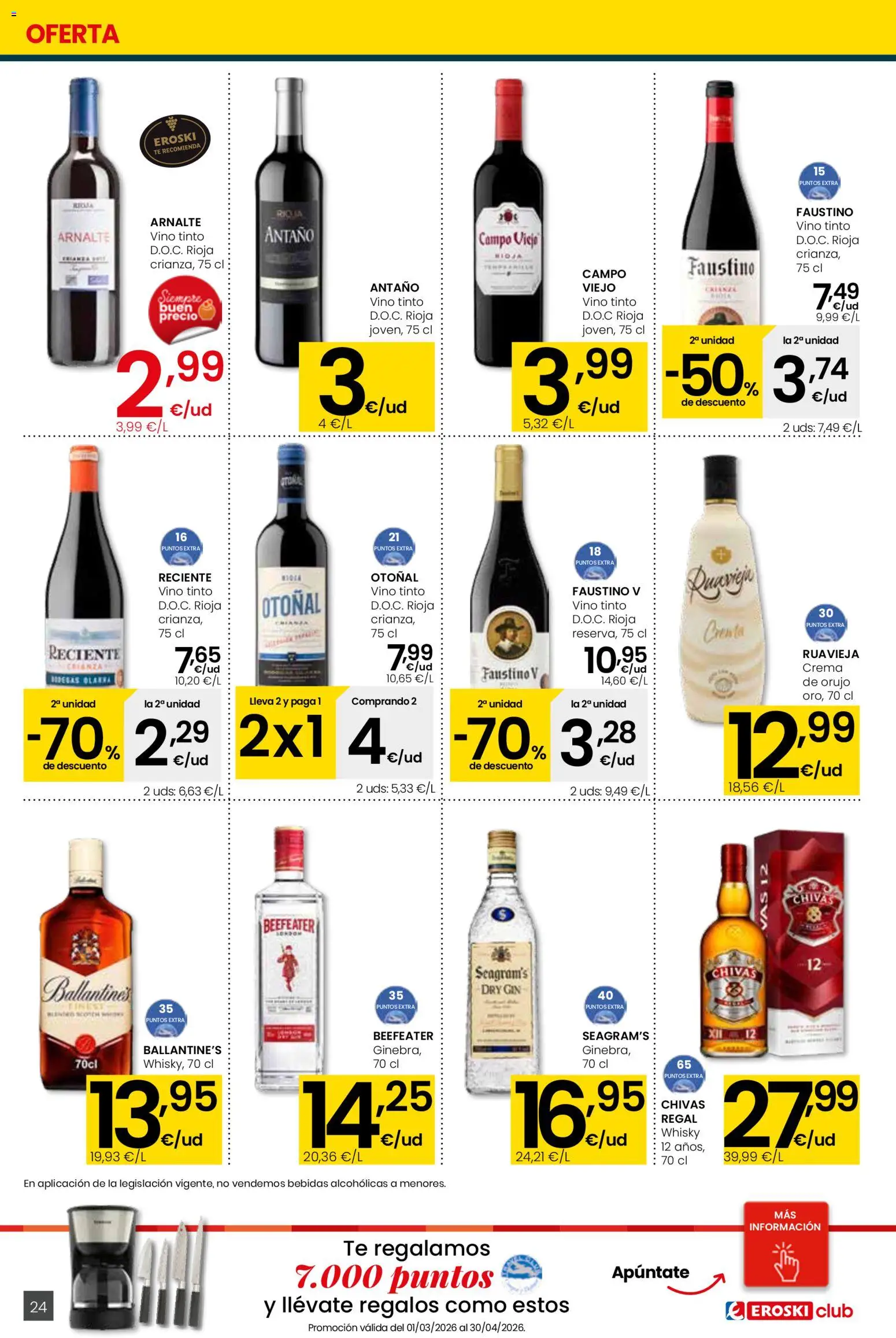 Eroski - Viste tu cesta de primavera Center │ válido desde el 26.02.2026 | Página: 24 | Productos: Vino, Crema, Té, Whisky