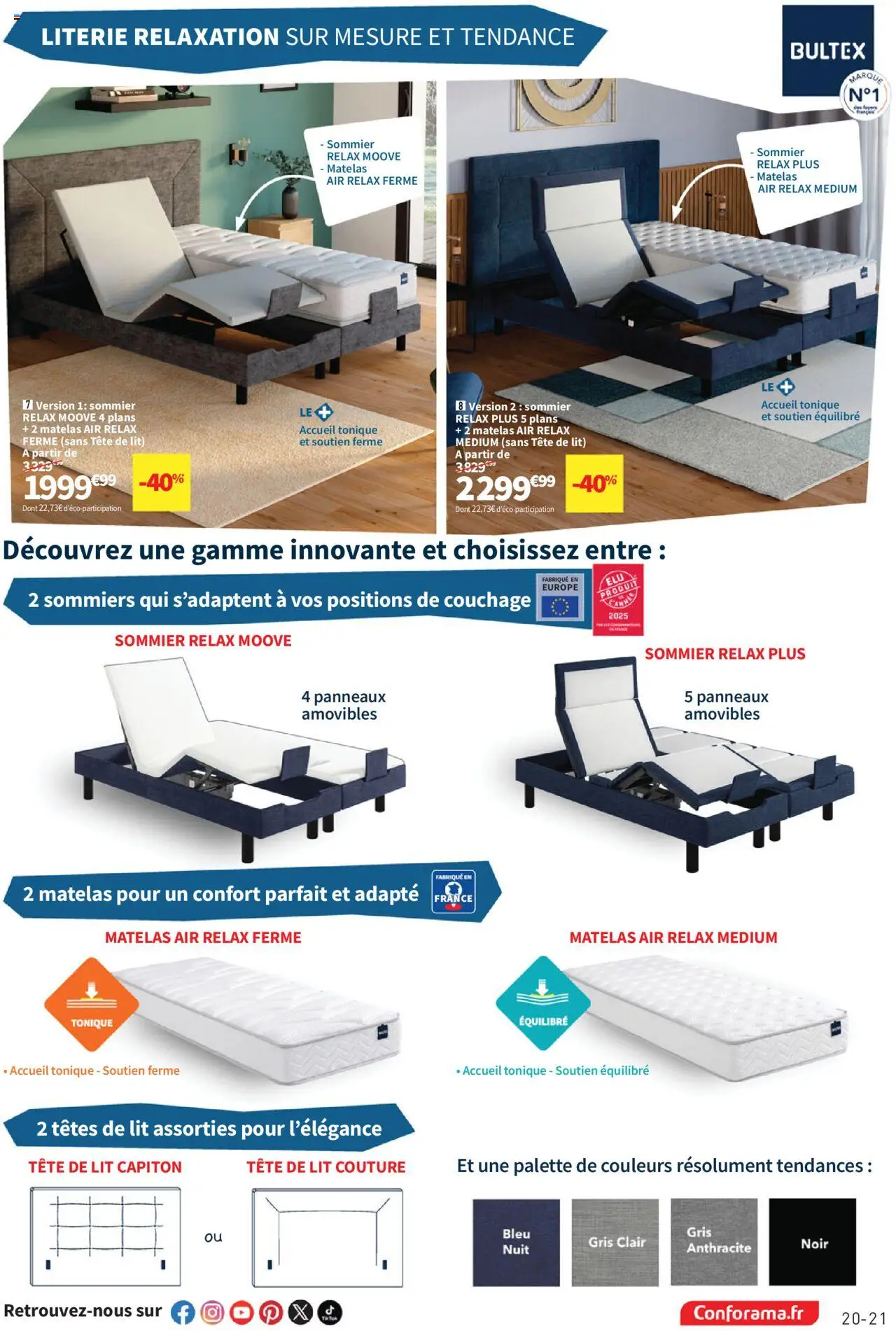  | Page: 21 | Produits: Tête de lit, Lit, Matelas, Sommier