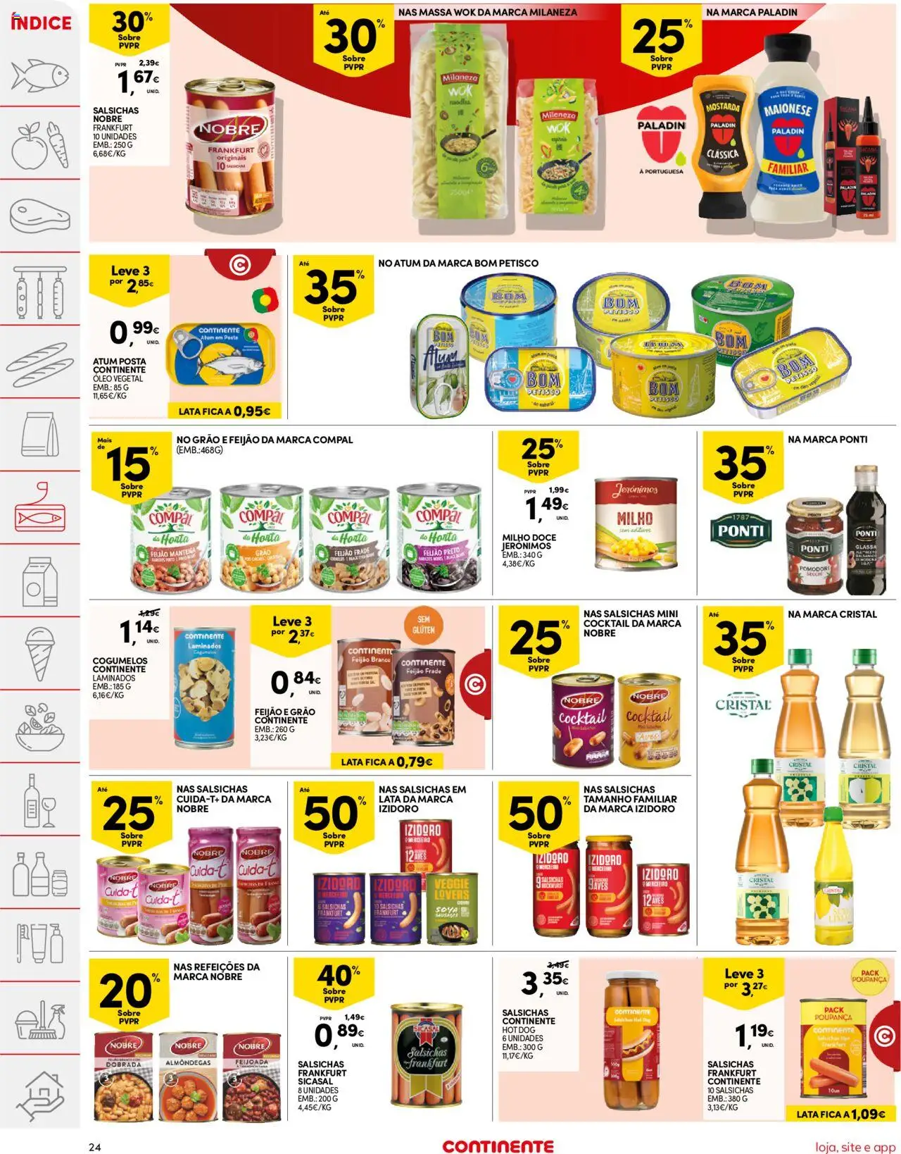 Continente folheto │ válido de 07.10.2025 | Página: 24 | Produtos: Atum, Milaneza, Manteiga, Massa