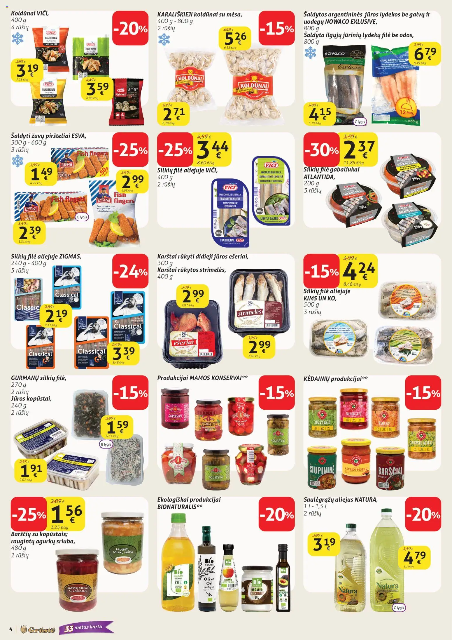 GRUSTE akcijos nuo 11.02.2026 | Puslapis: 4 | Prekių: Silkių filė, Aliejus, Konservai