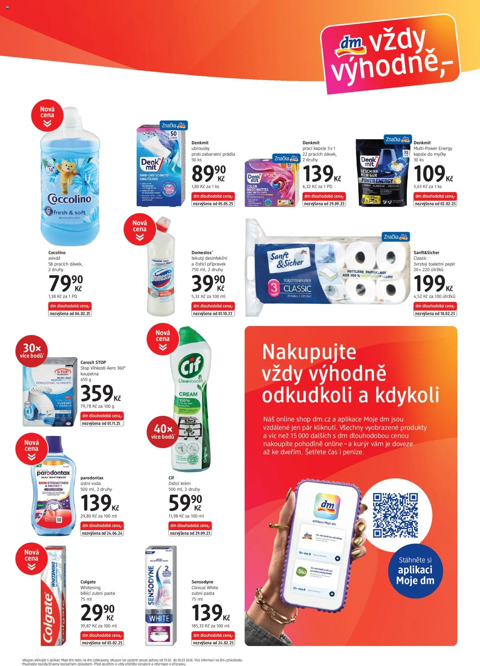 dm drogerie leták - Express od 19.02.2026 | Strana: 3 | Produkty: Toaletní papír, Pohlcovač vlhkosti, Domestos, Koupelna