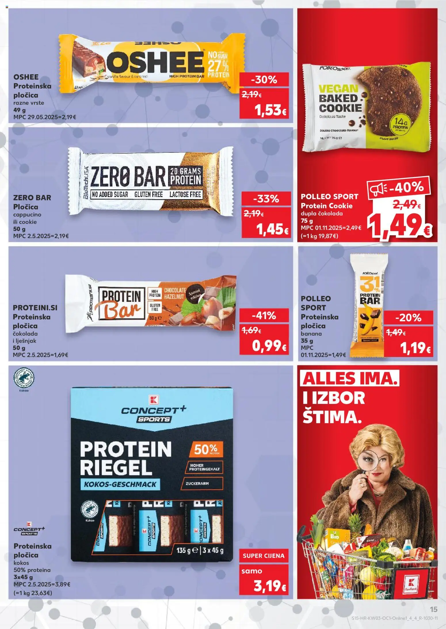 Kaufland HR akciós ujság - amely érvényes a következő dátumtól: 14.01.2026 | Oldal: 15 | Termékek: Protein bar, Protein, Vegán
