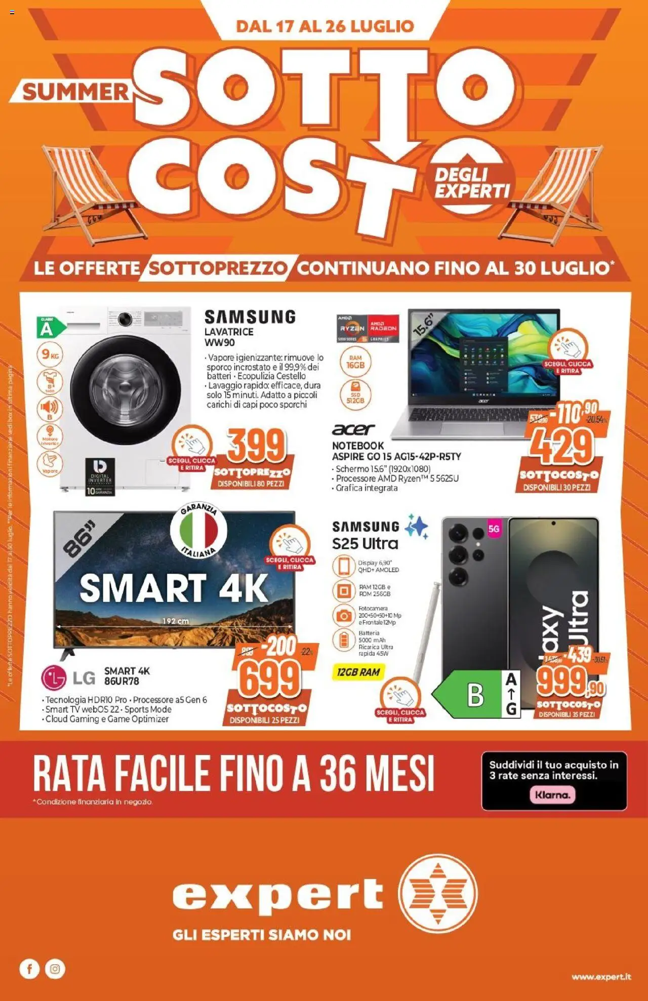 Volantino Expert del 17.07.2025 | Pagina: 1 | Prodotti: Notebook, TV, Fotocamera, Samsung