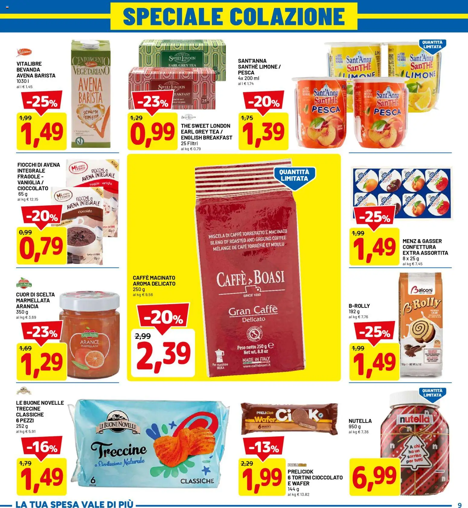 Volantino D Più del 05.01.2026 | Pagina: 9 | Prodotti: Arance, Nutella, Marmellata, Macinato