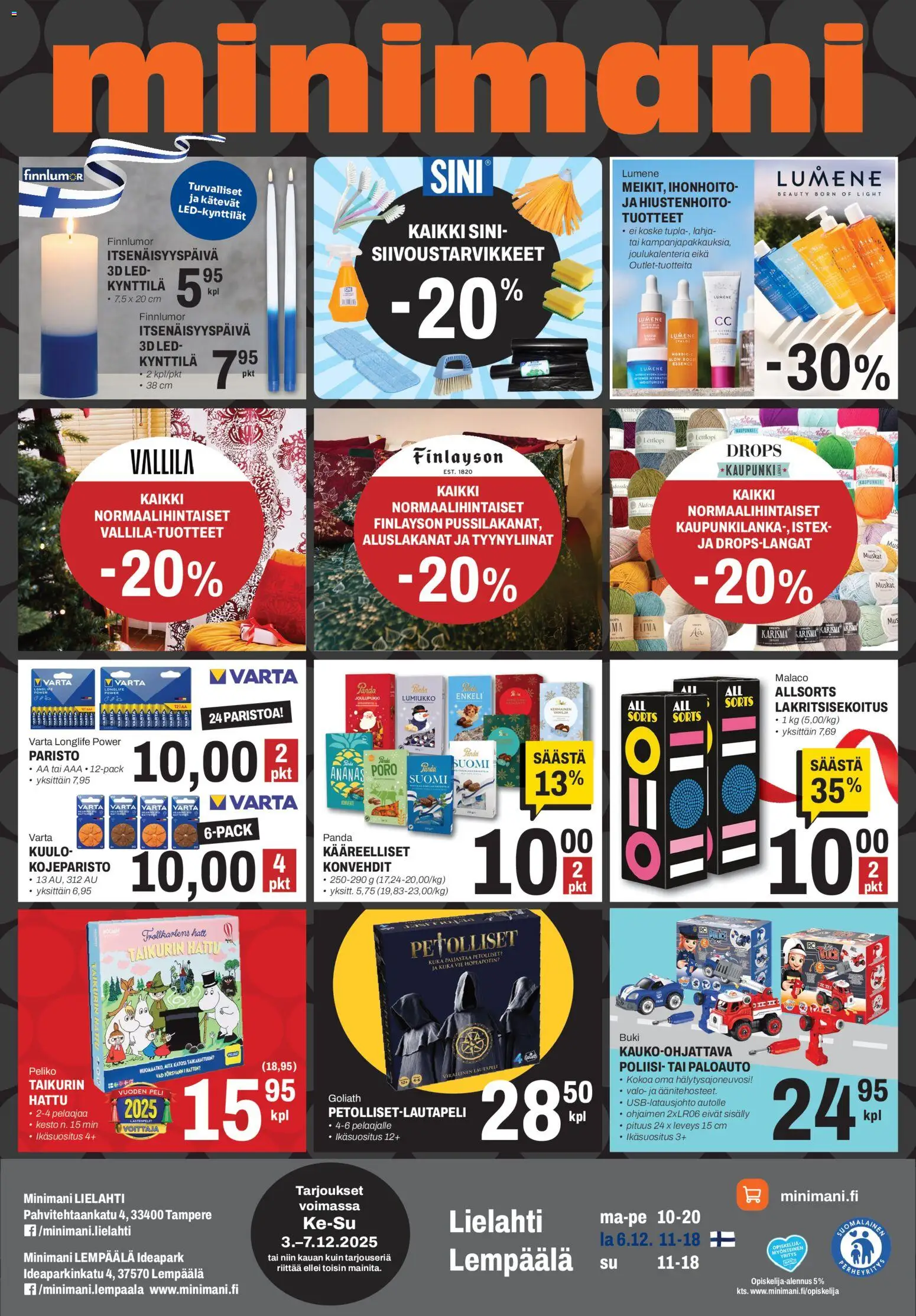 Minimani Tarjoukset - Lempäälä / Tampere – voimassa 03.12.2025 alkaen | Sivu: 1 | Tuotteet: Ananas, Hattu, Peli