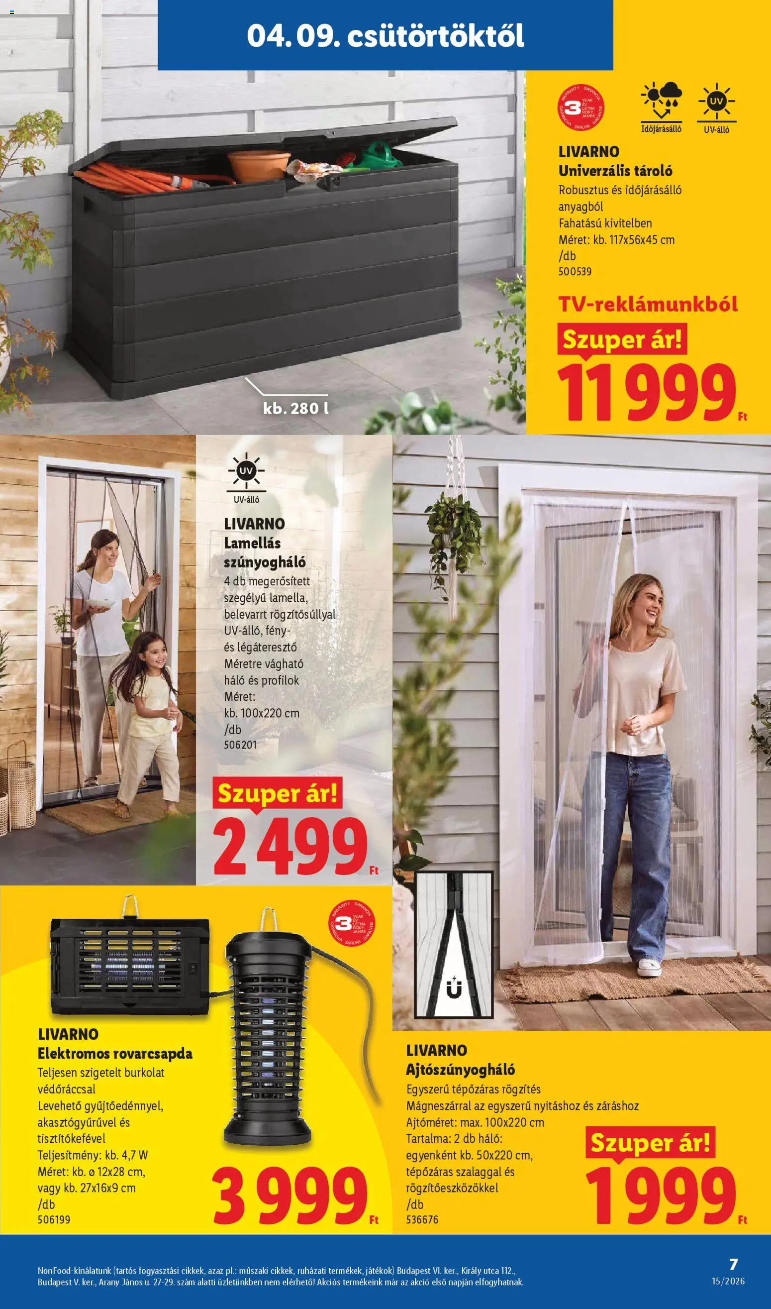 Lidl akciós ujság - amely érvényes a következő dátumtól: 09.04.2026 | Oldal: 7 | Termékek: Elektromos rovarcsapda, Játékok, Szúnyogháló
