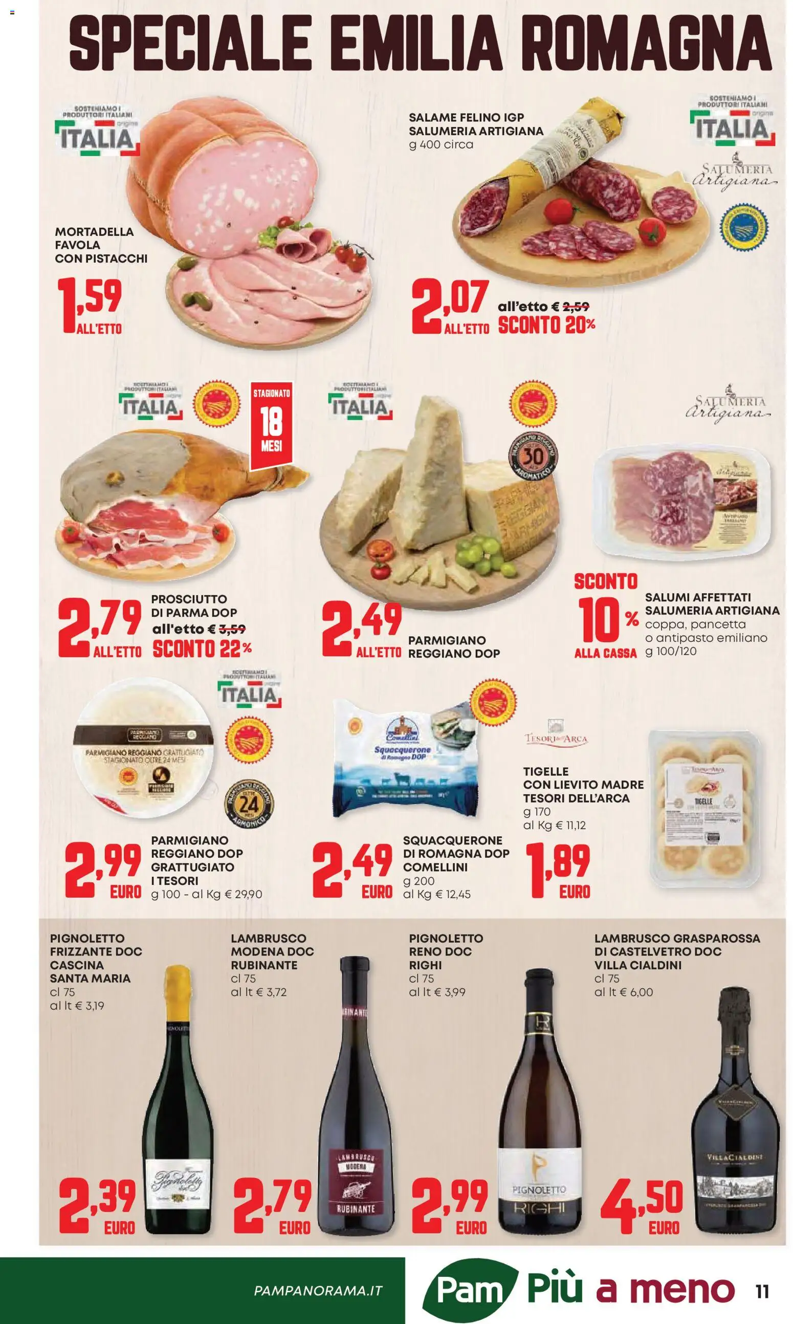 Volantino Panorama del 23.04.2026 | Pagina: 11 | Prodotti: Pancetta, Prosciutto, Mortadella, Parmigiano reggiano