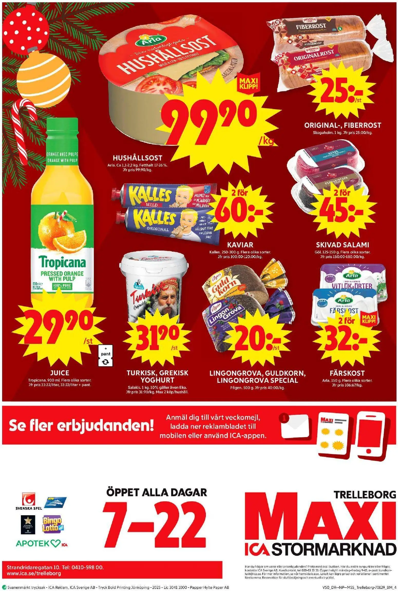ICA Maxi reklamblad aktuell från 08.12.2025 | Sida: 14 | Produkter: Galler, Grekisk yoghurt, Salami, Papper