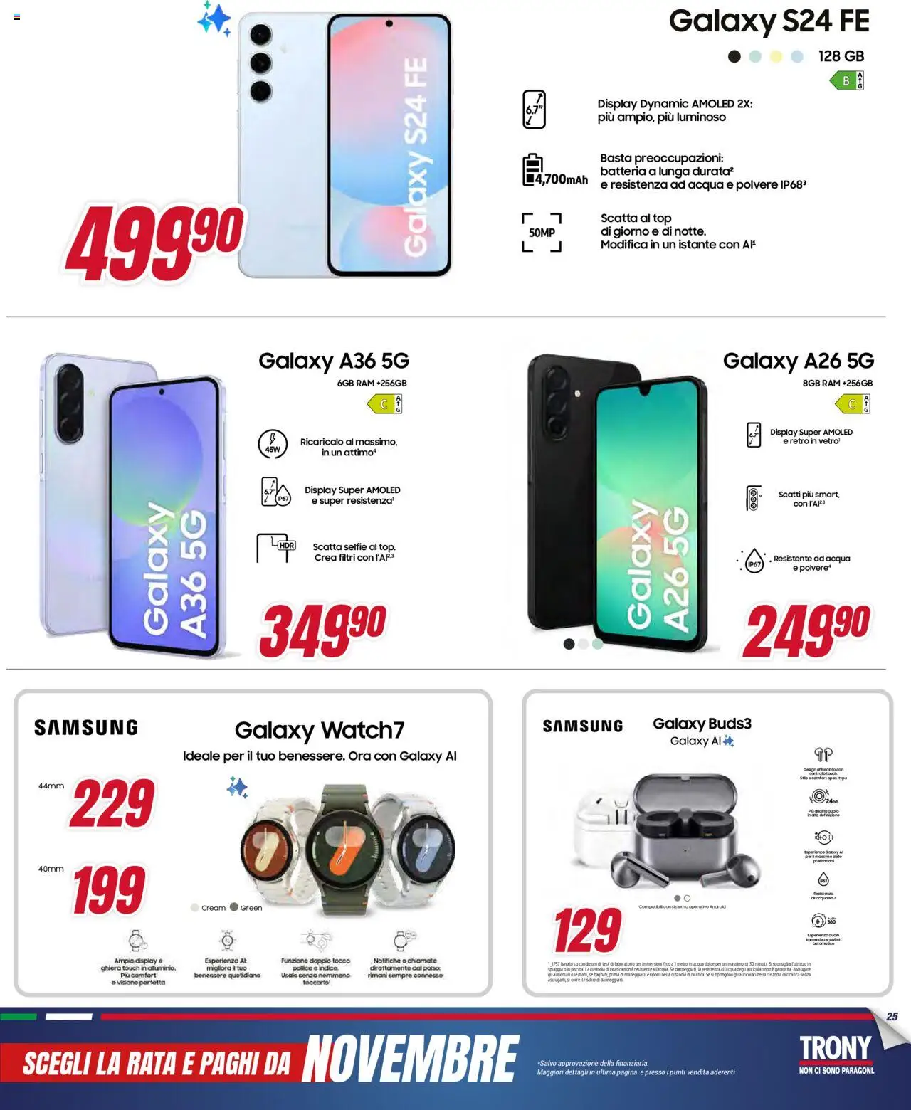 Volantino Trony del 21.08.2025 | Pagina: 25 | Prodotti: Auricolari, Samsung Galaxy, Top, Batteria