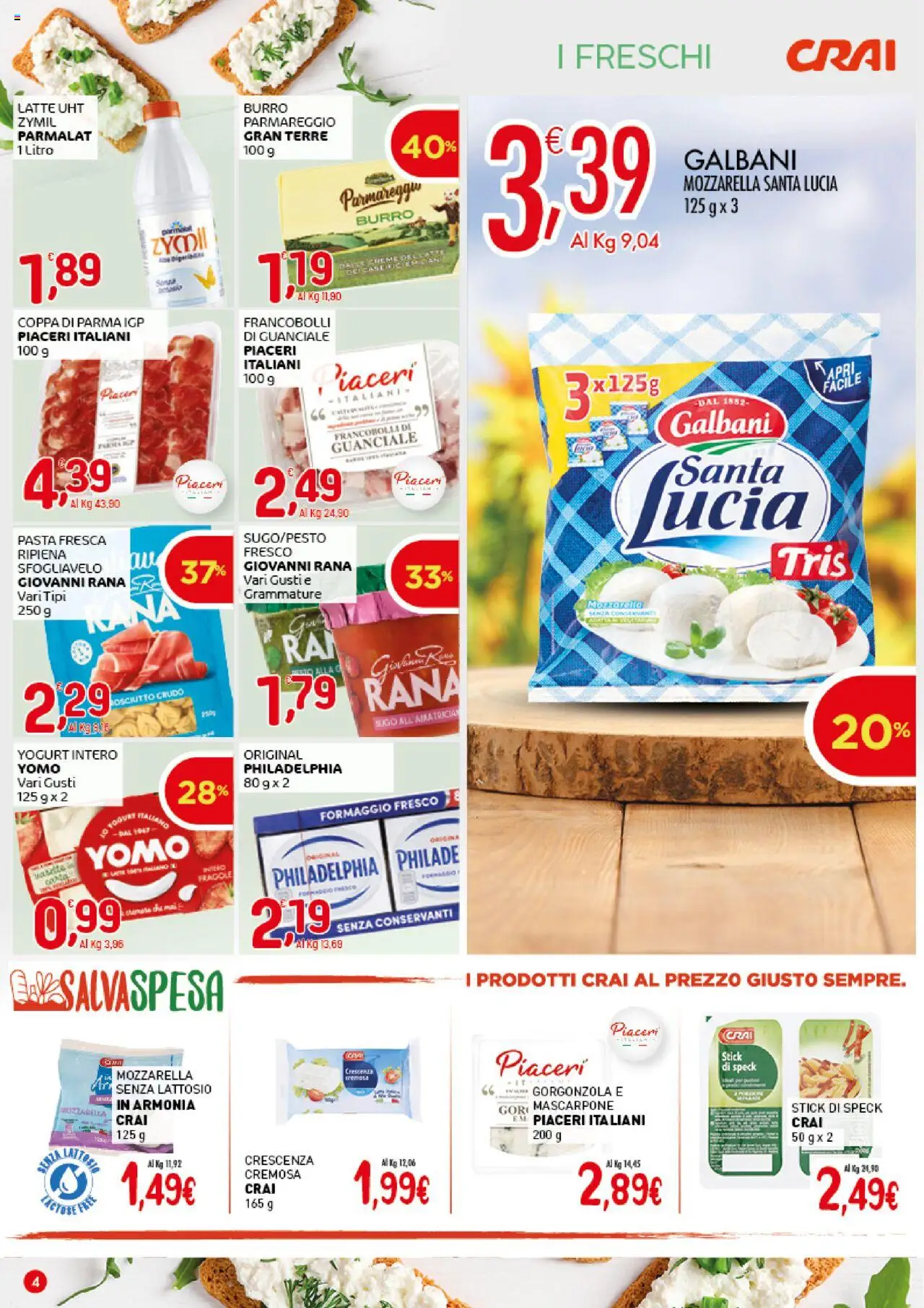 Volantino CRAI del 16.10.2025 | Pagina: 4 | Prodotti: Fragole, Pasta, Crescenza, Sugo
