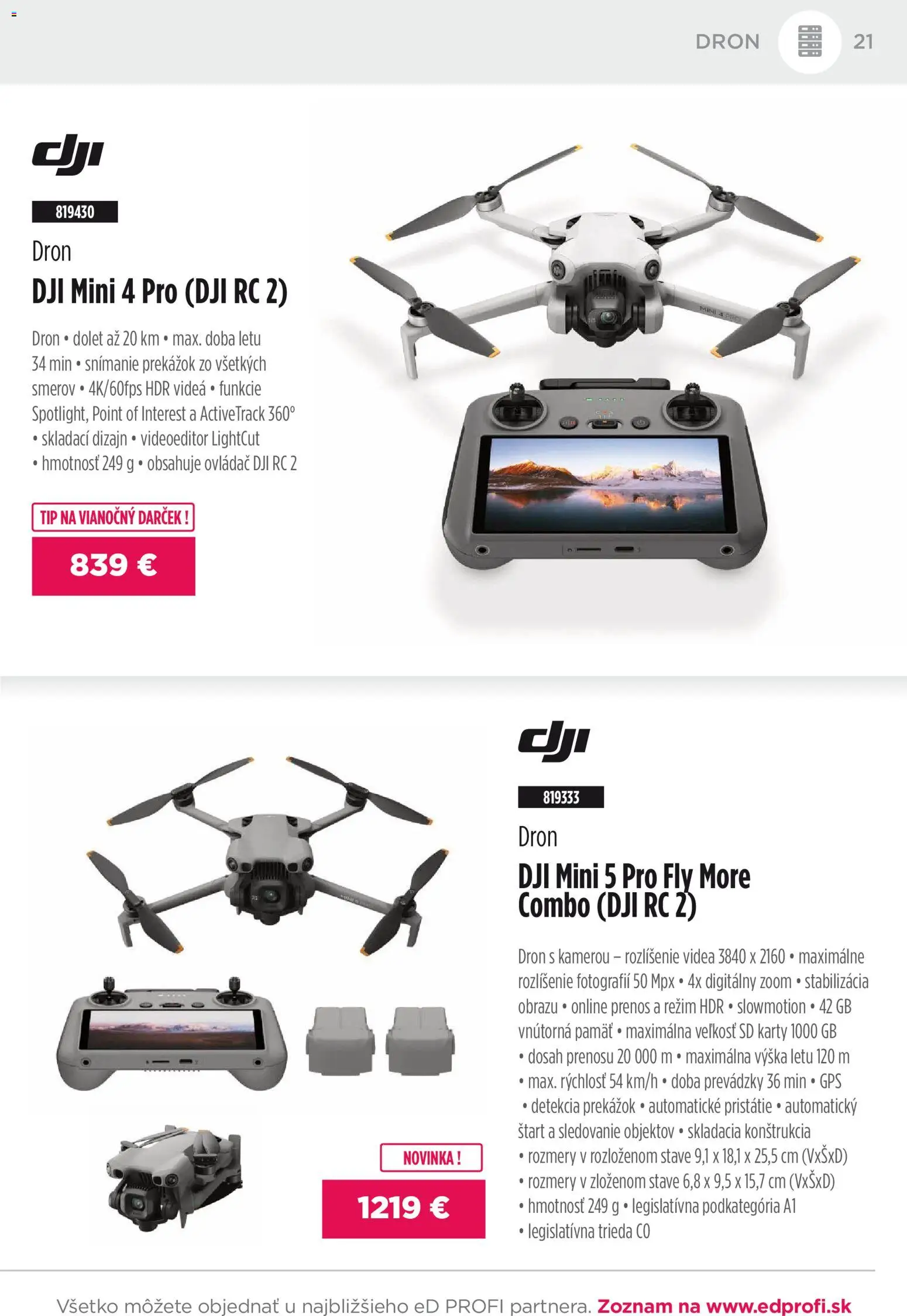 Nové ED Profi akcie – leták je platný od 01.12.2025 | Strana: 21 | Produkty: Gps, Dron s kamerou, Dron