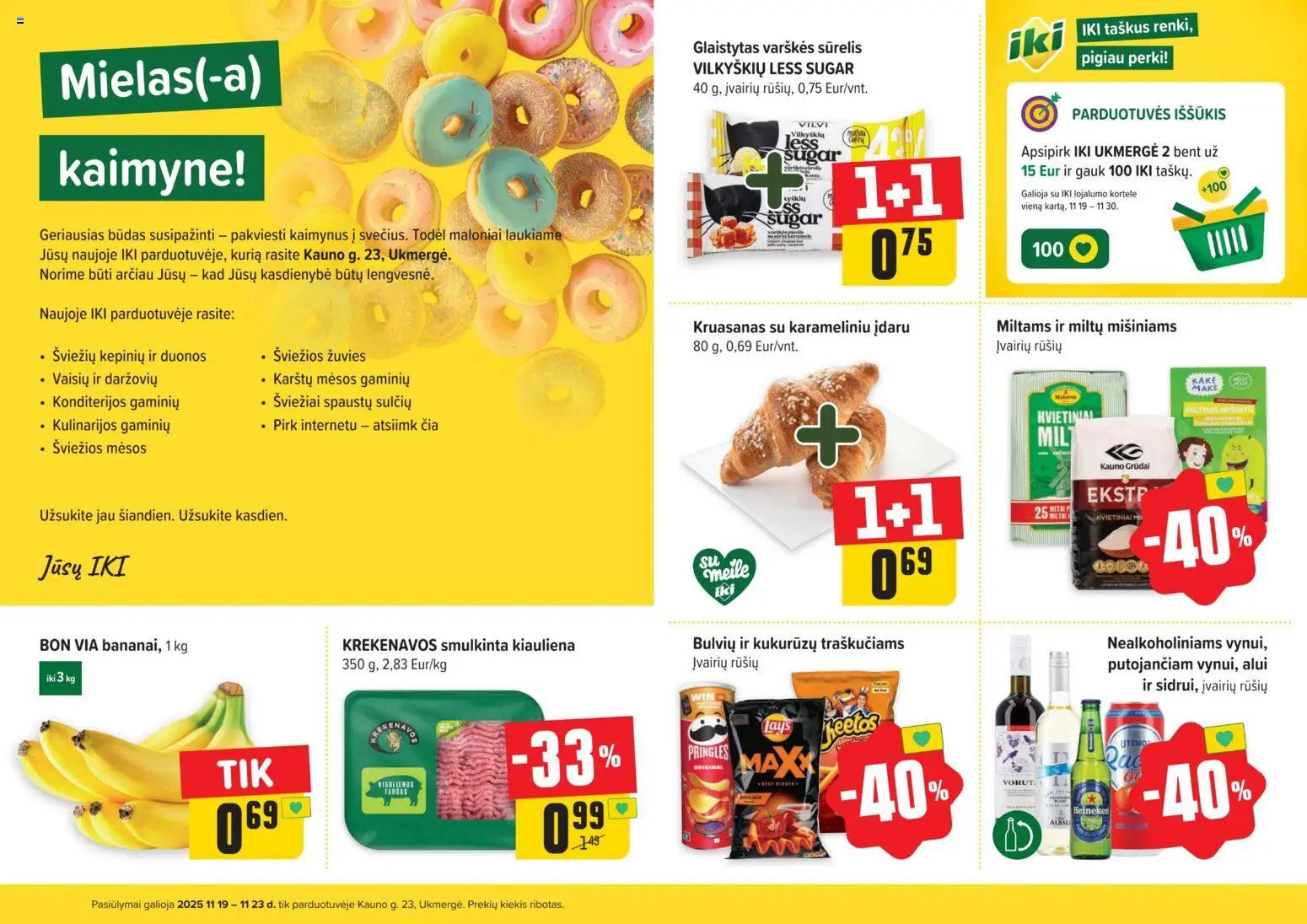 IKI akcijos nuo 19.11.2025 | Puslapis: 2 | Prekių: Sūrelis, Kiauliena