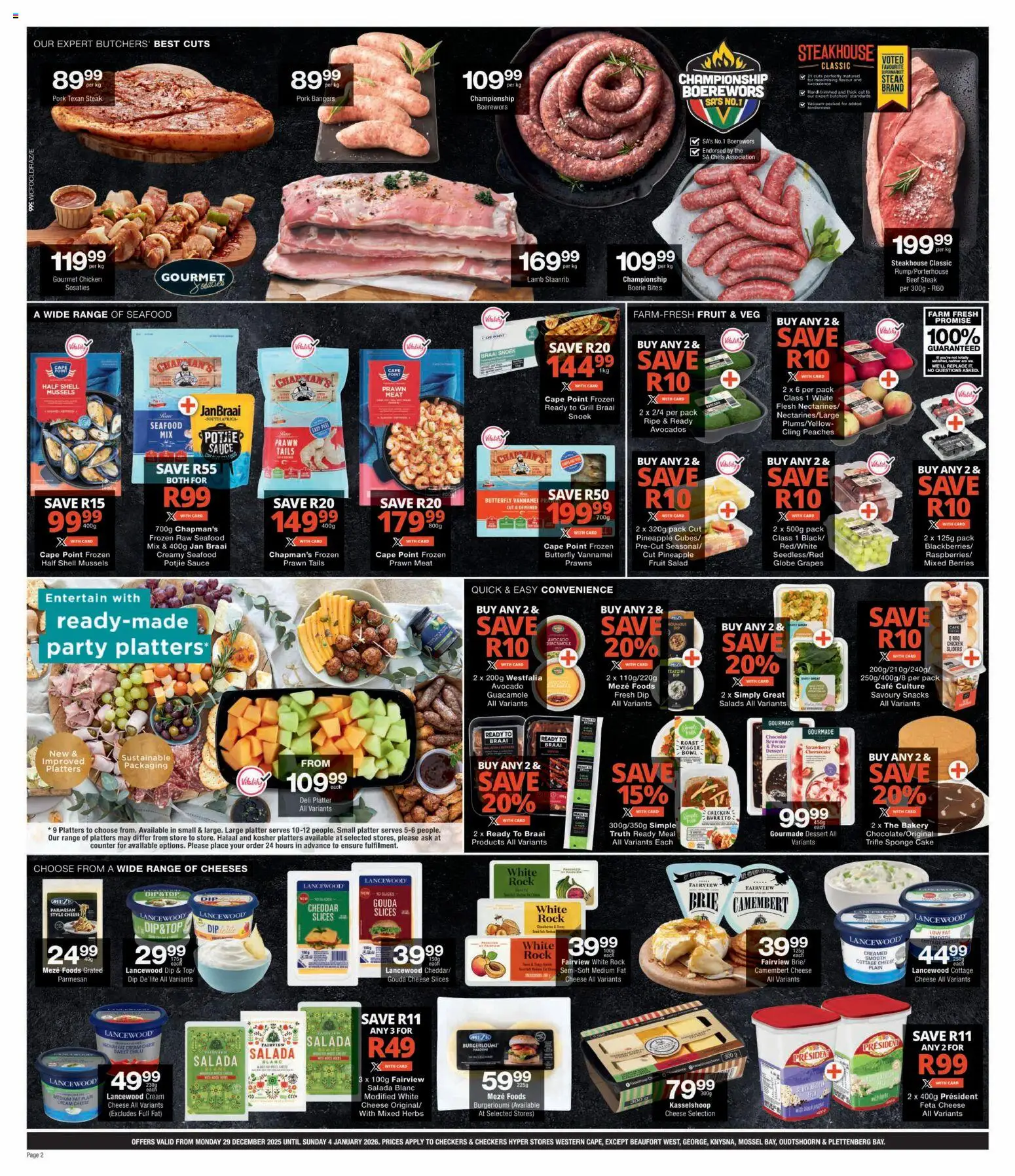 New Checkers catalogue – valid from 29.12.2025 | Page: 2 | Products: Boerewors, Beef, Herbs, Grapes