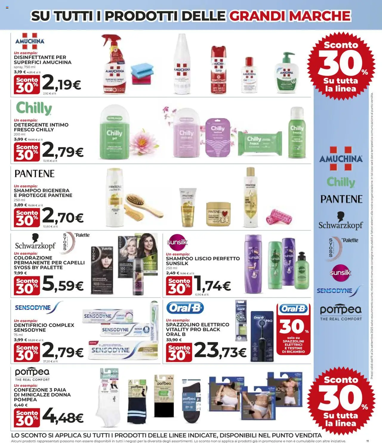 Volantino Ipercoop del 11.09.2025 | Pagina: 11 | Prodotti: Shampoo, Dentifricio, Detergente intimo, Intimo