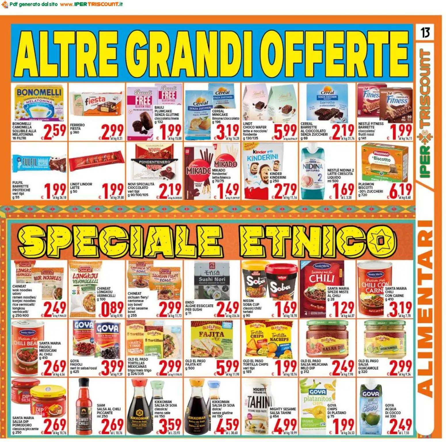 Volantino Ipertriscount del 16.01.2026 | Pagina: 13 | Prodotti: Biscotti, Fagioli, Acqua, Sale
