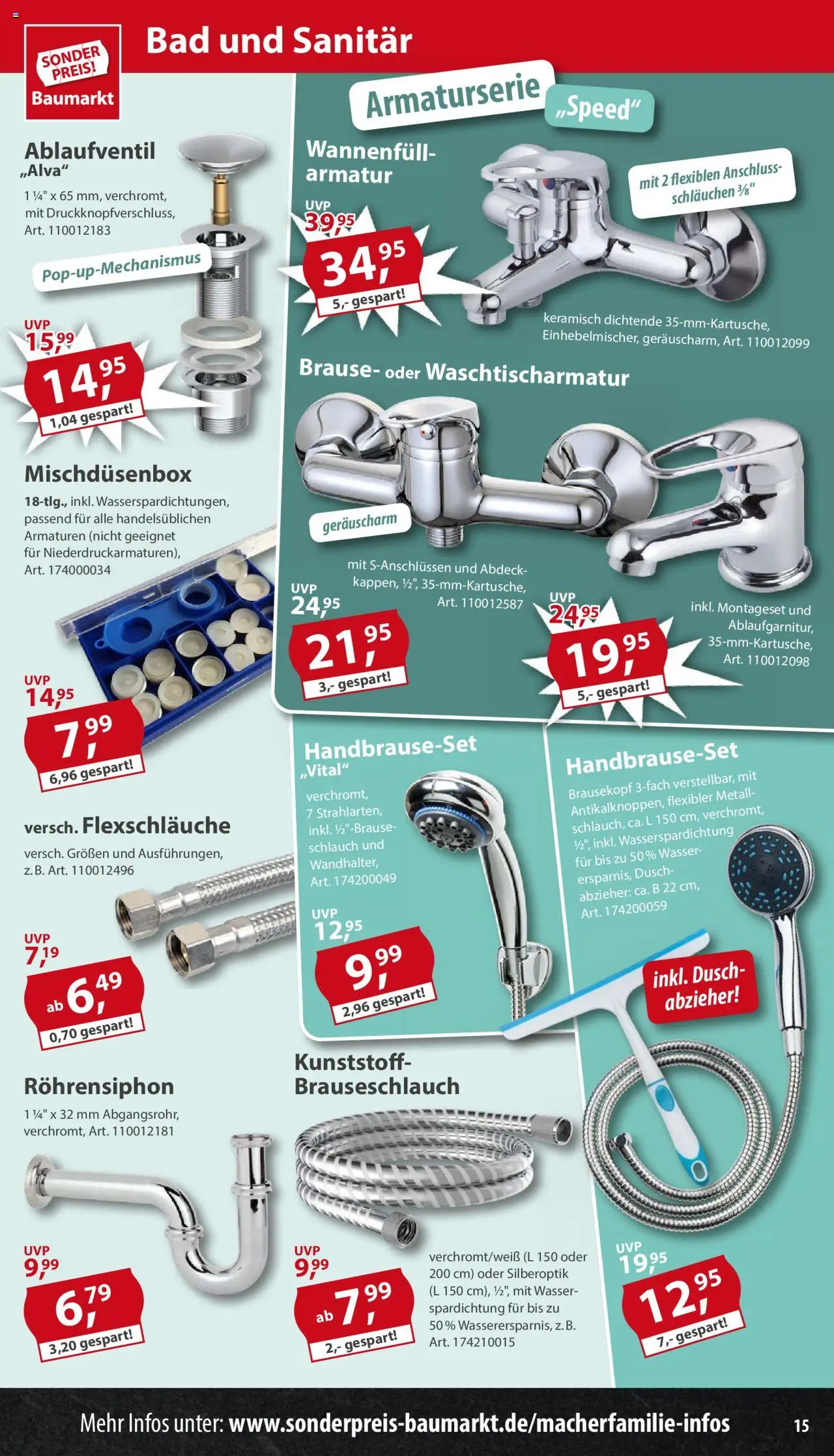 Sonderpreis Baumarkt Prospekt 	 - gültig ab dem 31.05.2025 | Seite: 15 | Produkte: Bad, Armatur, Wasser