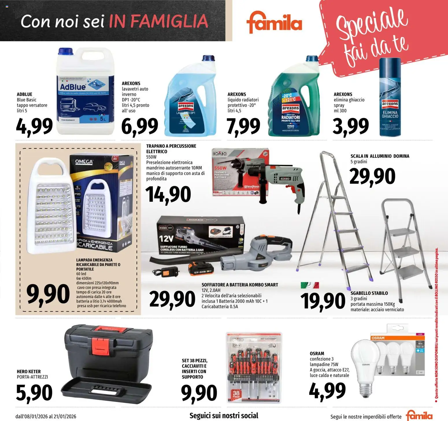 Volantino Famila del 08.01.2026 | Pagina: 27 | Prodotti: Sgabello, Cavo, USB, Presa
