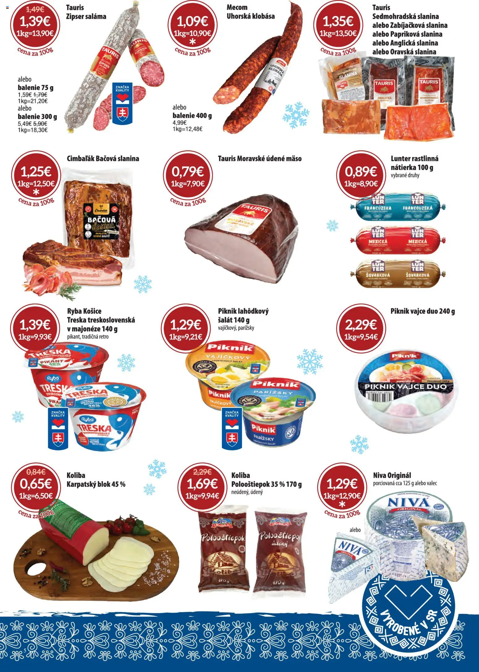 Nové Nitrazdroj akcie – leták je platný od 01.12.2025 | Strana: 5 | Produkty: Slanina, Ryba, Šalát, Treska