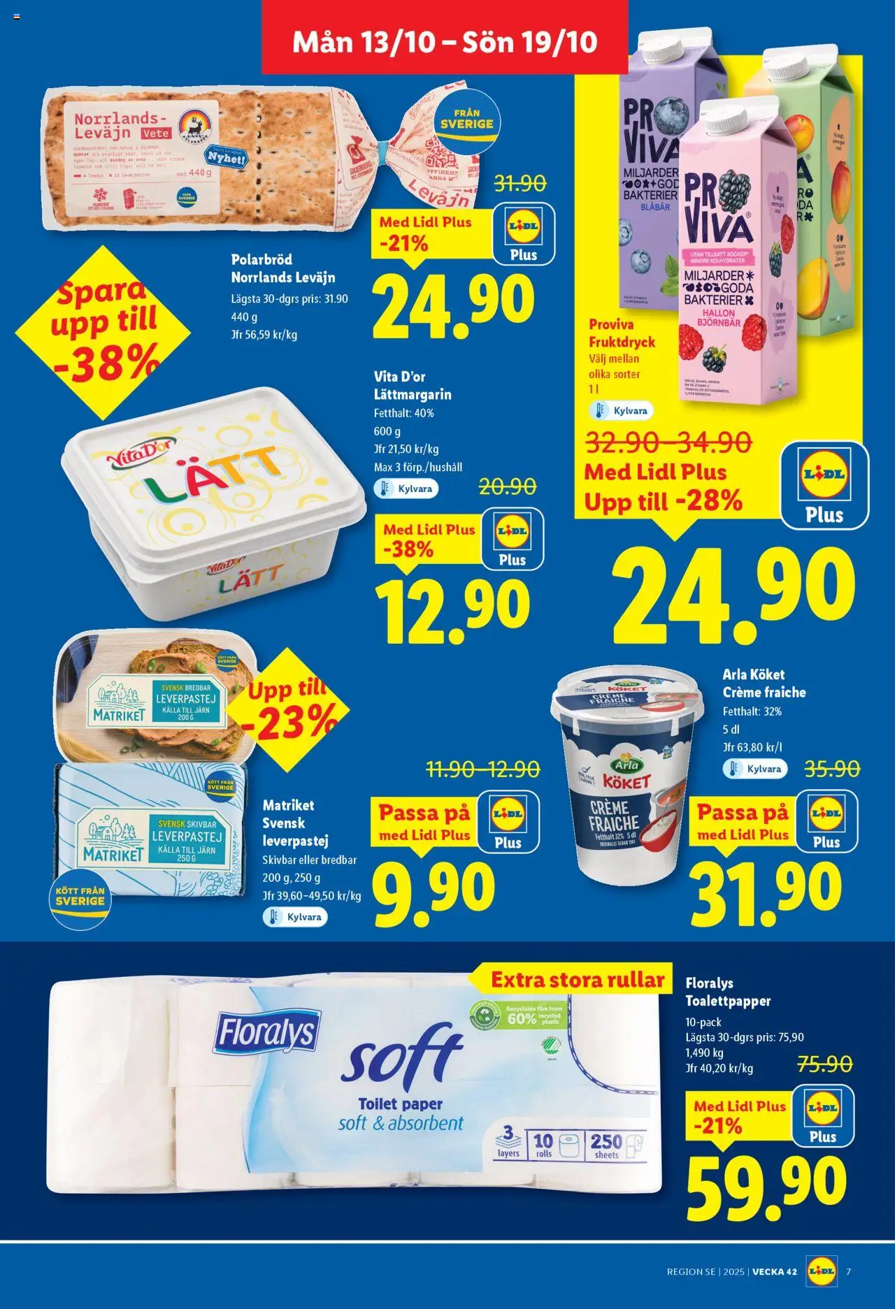 Lidl reklamblad aktuell från 13.10.2025 | Sida: 7 | Produkter: Järn, Leverpastej, Creme fraiche, Blåbär